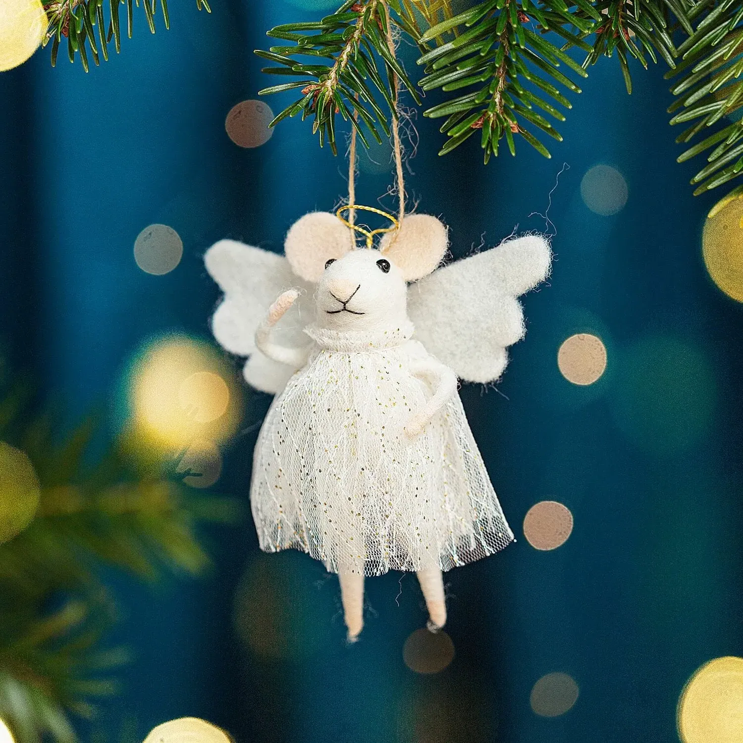 Alice Angel Mouse Tree Decoration - White