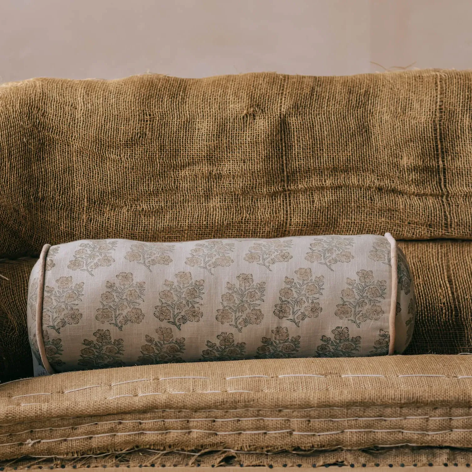 Altheda Hand-Block Printed Bolster Cushion - Cotton