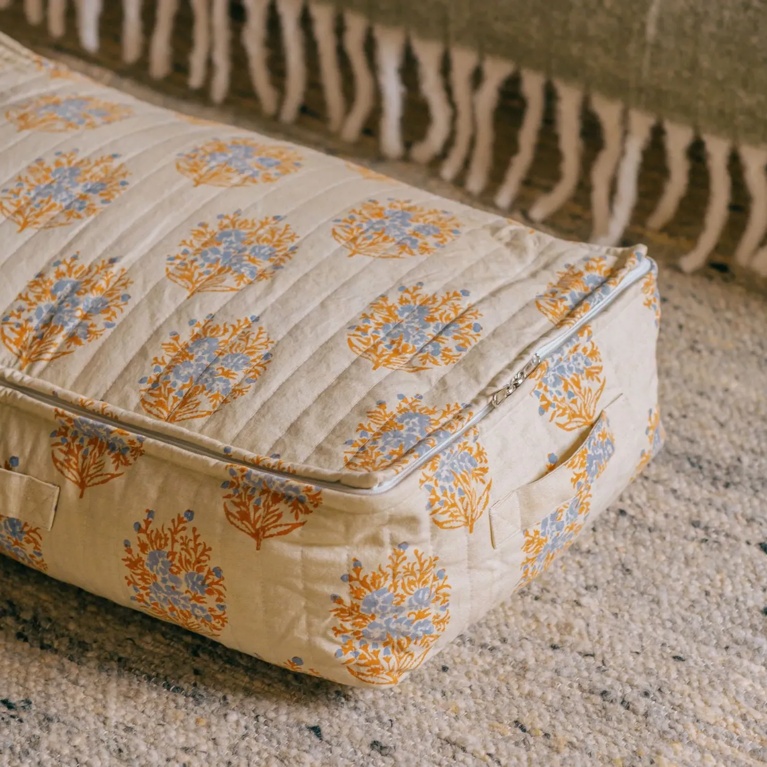 Altheda Hand-Block Printed Storage Bag - Small, Cotton