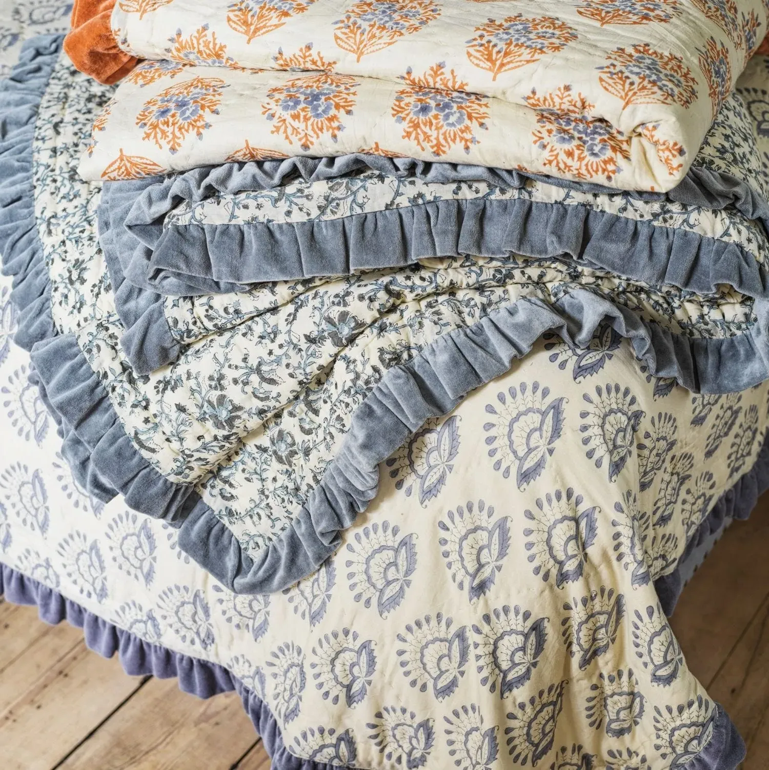Altheda King Size Hand-Block Printed Quilt - Cotton