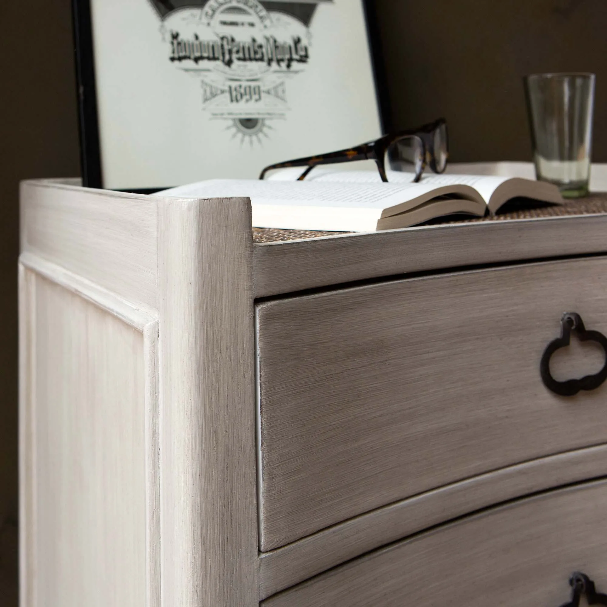 Alva Bedside Table with Drawers - Whitewashed, Durian Wood