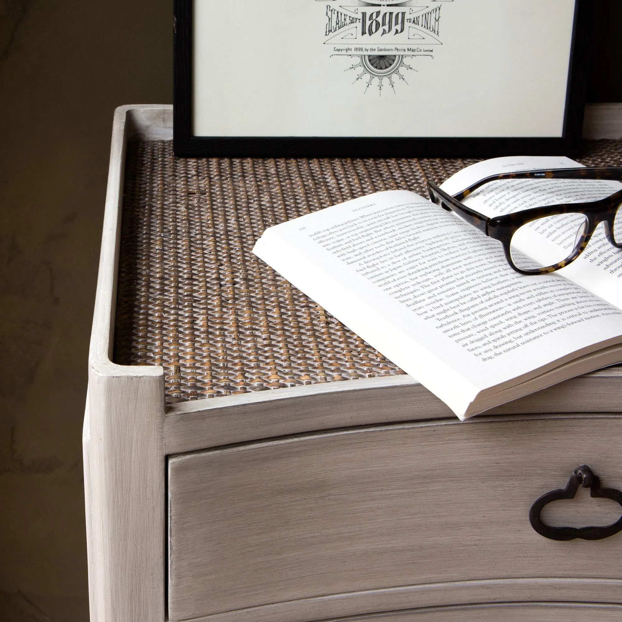 Alva Bedside Table with Drawers - Whitewashed, Durian Wood