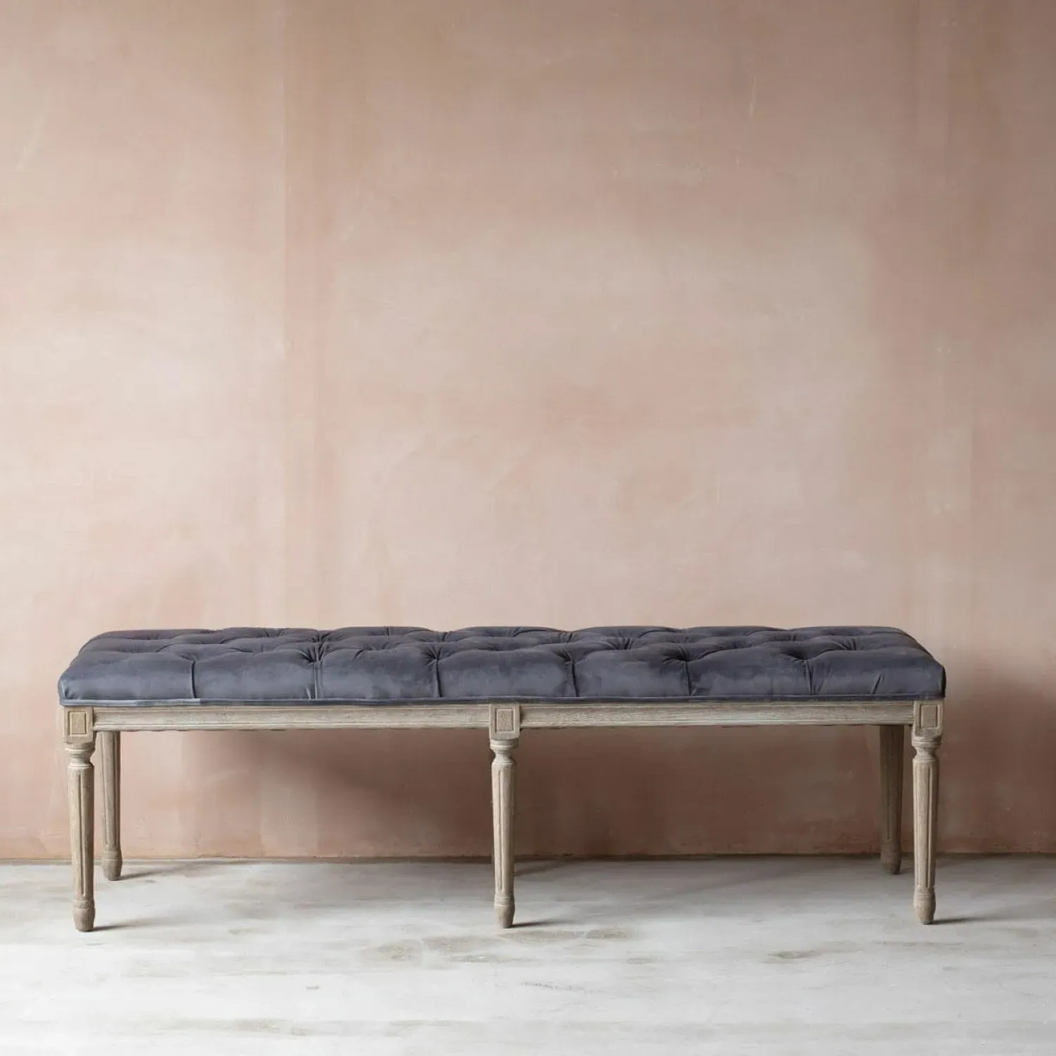Amalie Bench - Grey, Velvet