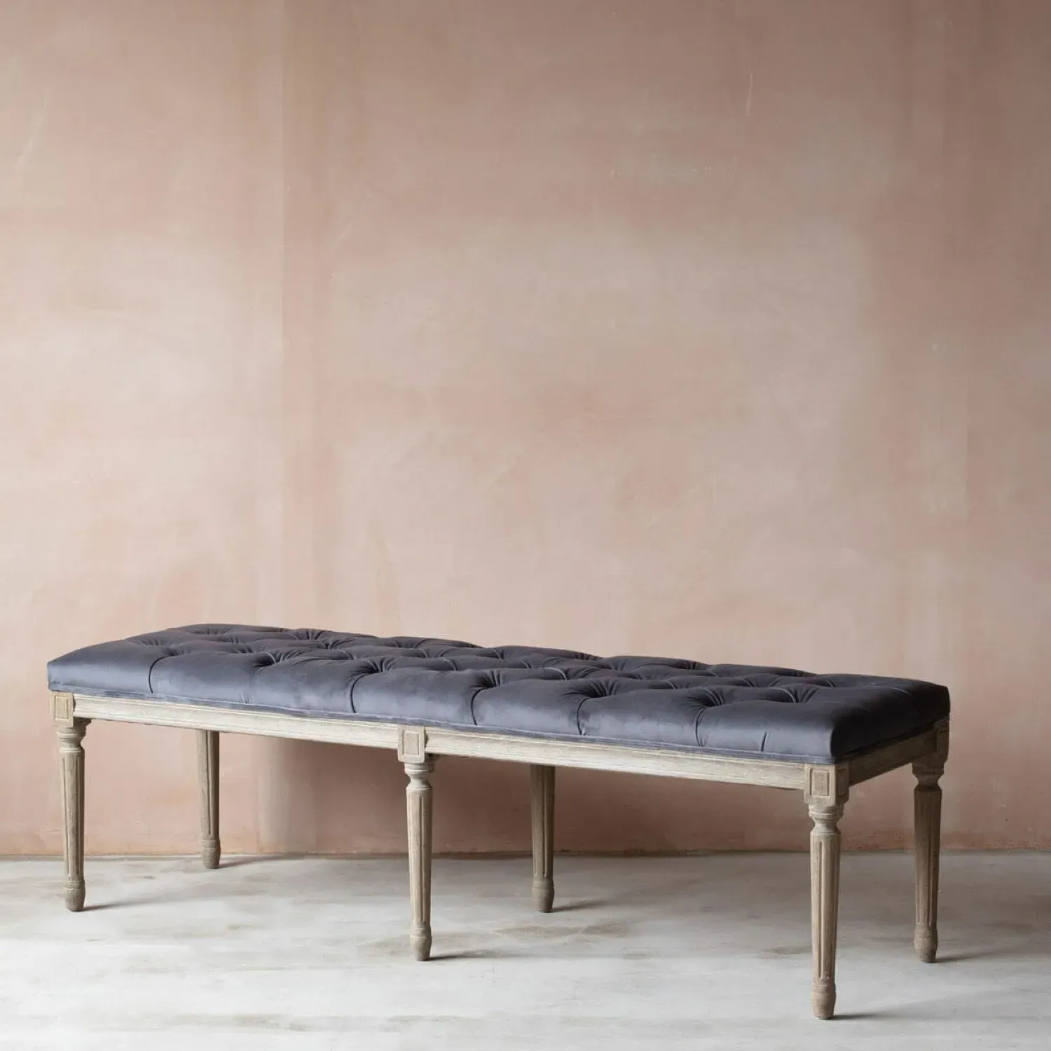 Amalie Bench - Grey, Velvet