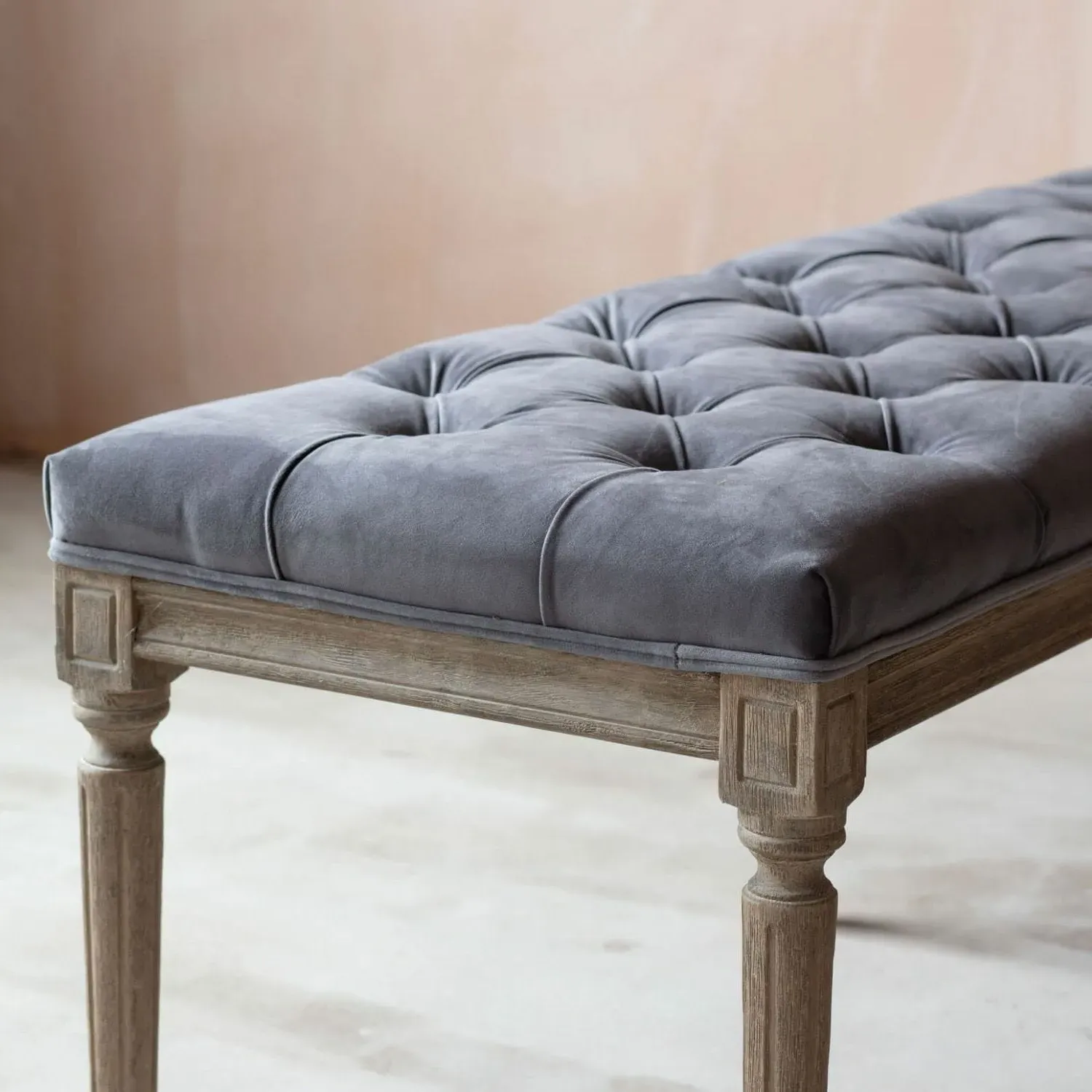 Amalie Bench - Grey, Velvet