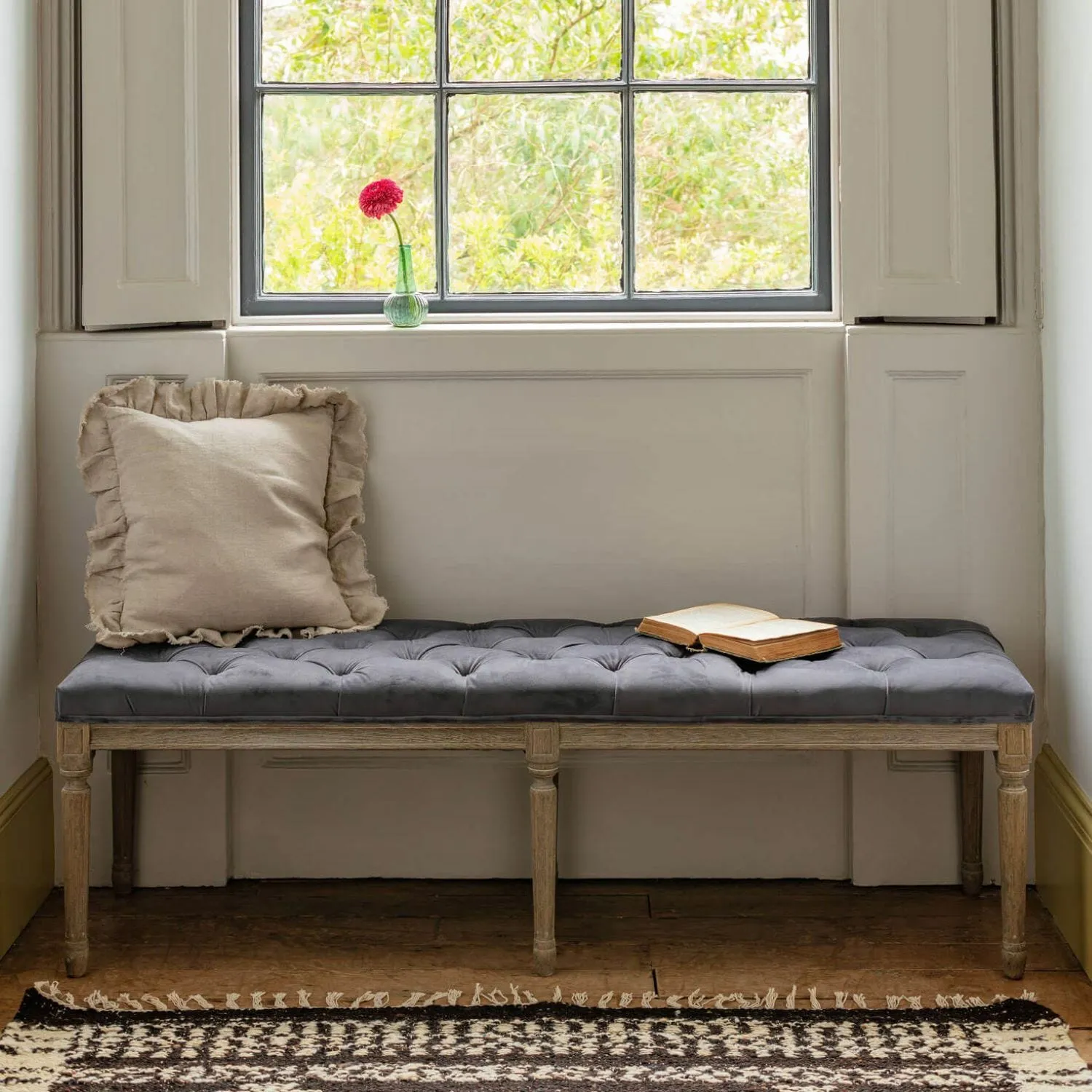 Amalie Bench - Grey, Velvet image