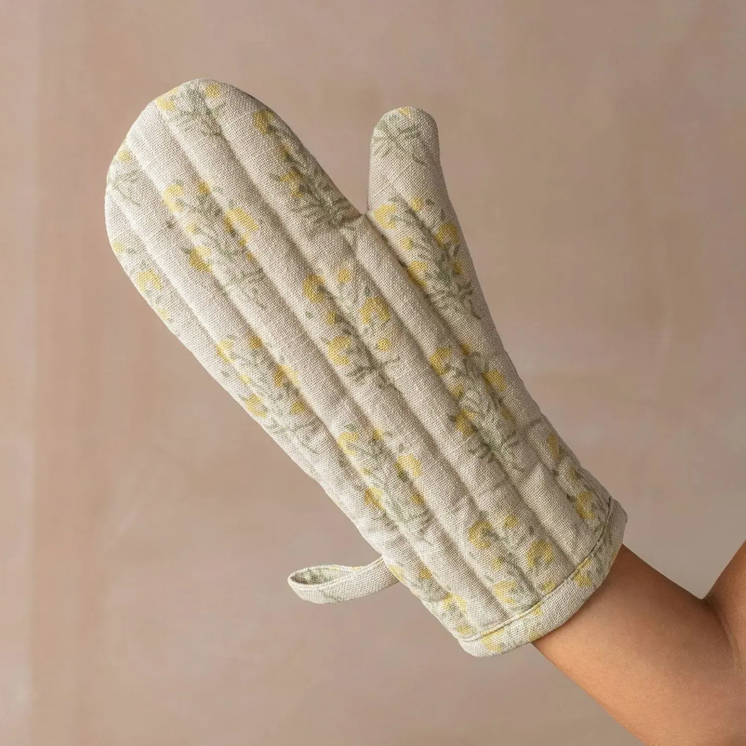 Amelia Block Printed Oven Mitt - Cotton