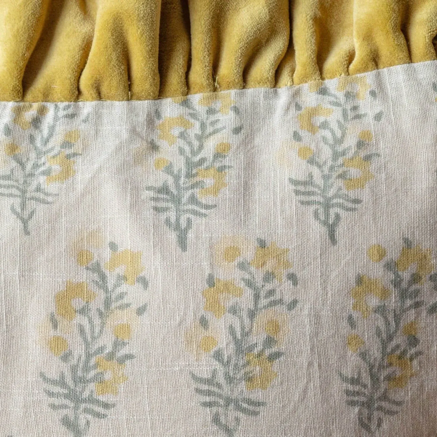 Amelia Floral Block Printed Sherpa Throw - Cotton