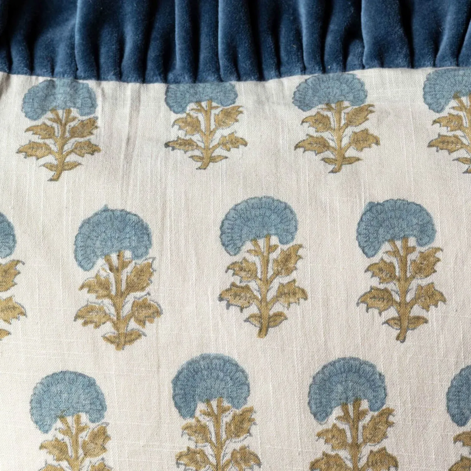 Amelia Floral Block Printed Sherpa Throw - Cotton