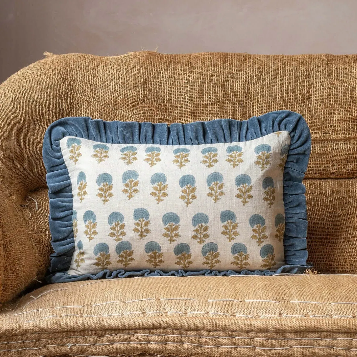 Amelia Small Rectangular Cushion - Yellow, Cotton