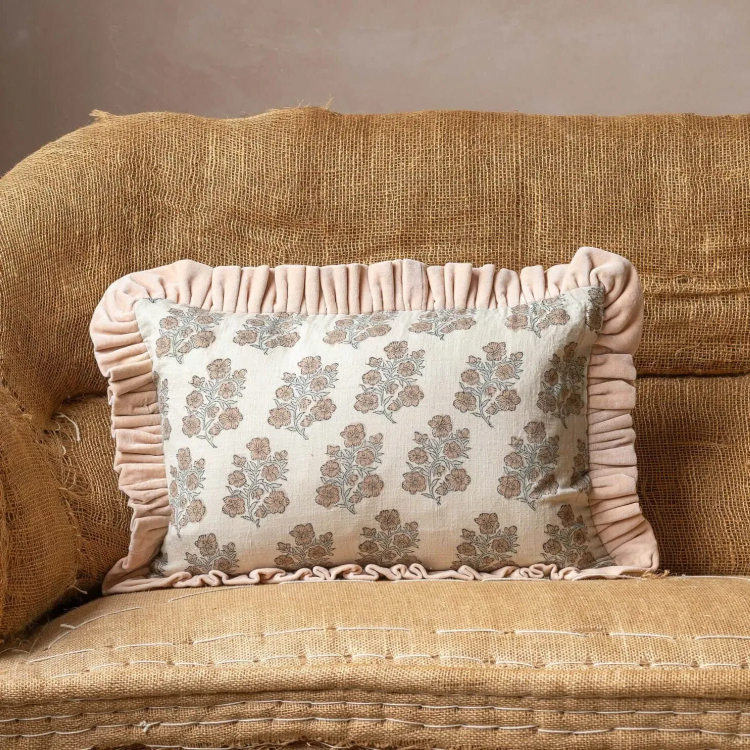 Amelia Small Rectangular Cushion - Yellow, Cotton