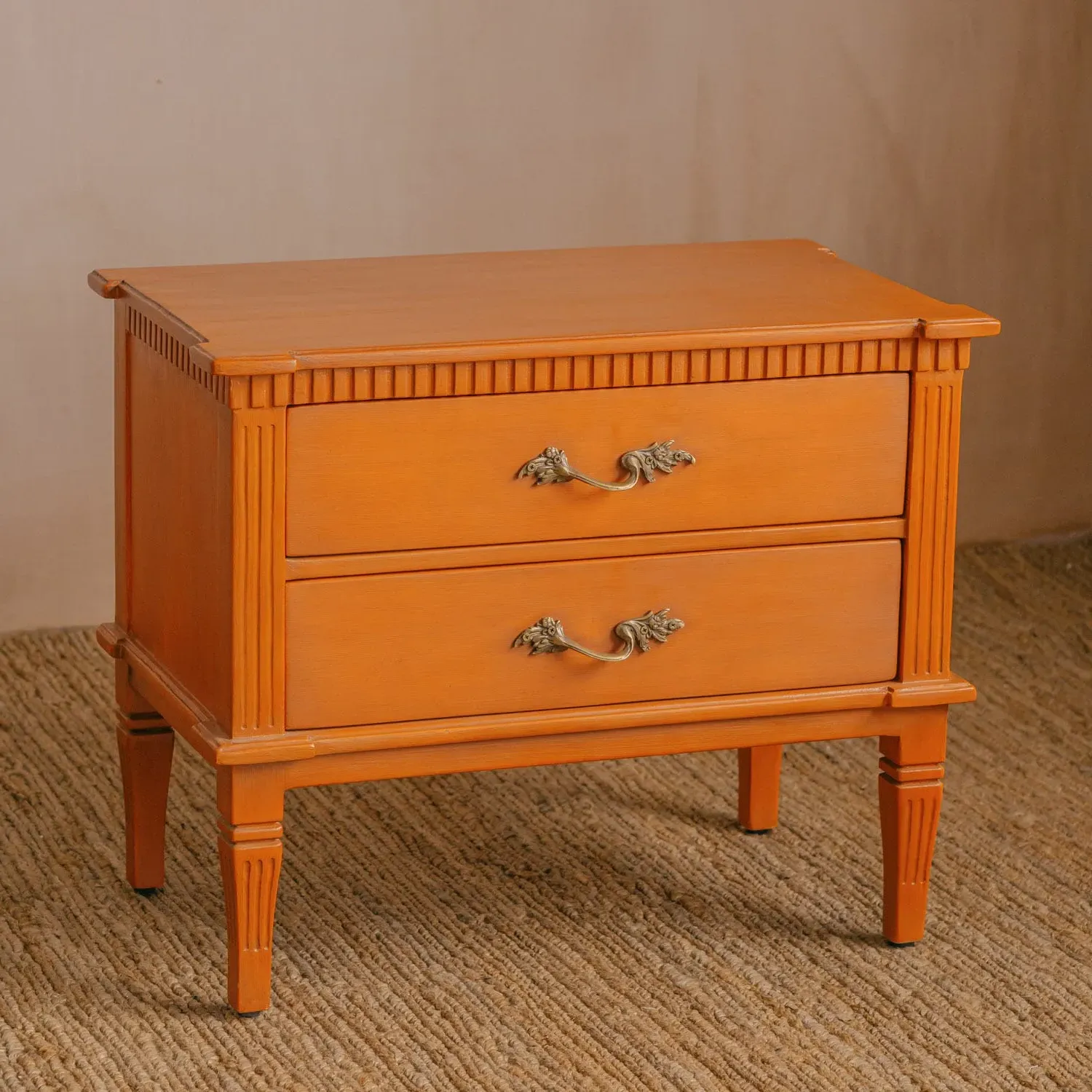 Anders Two Drawer Bedside Table - Coral, Mango Wood