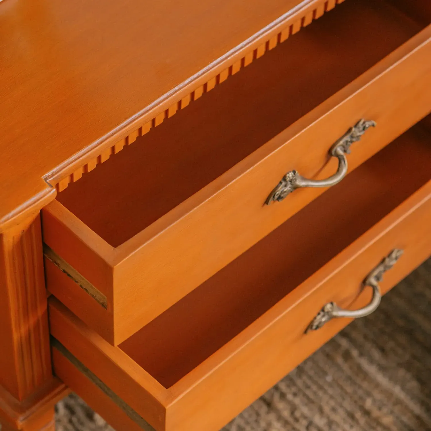 Anders Two Drawer Bedside Table - Coral, Mango Wood