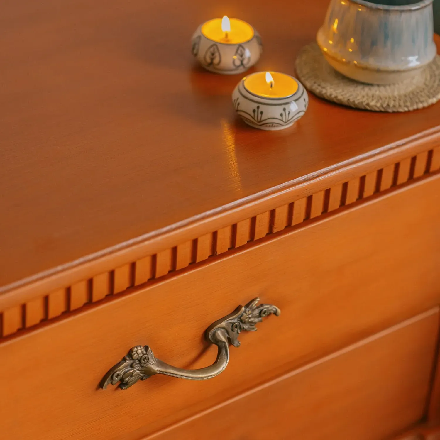 Anders Two Drawer Bedside Table - Coral, Mango Wood