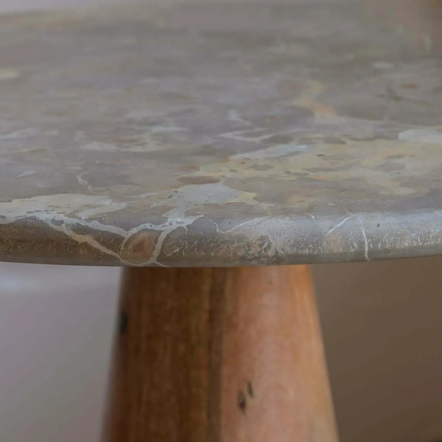 Anderson Round Side Table - White Marble, Mango Wood