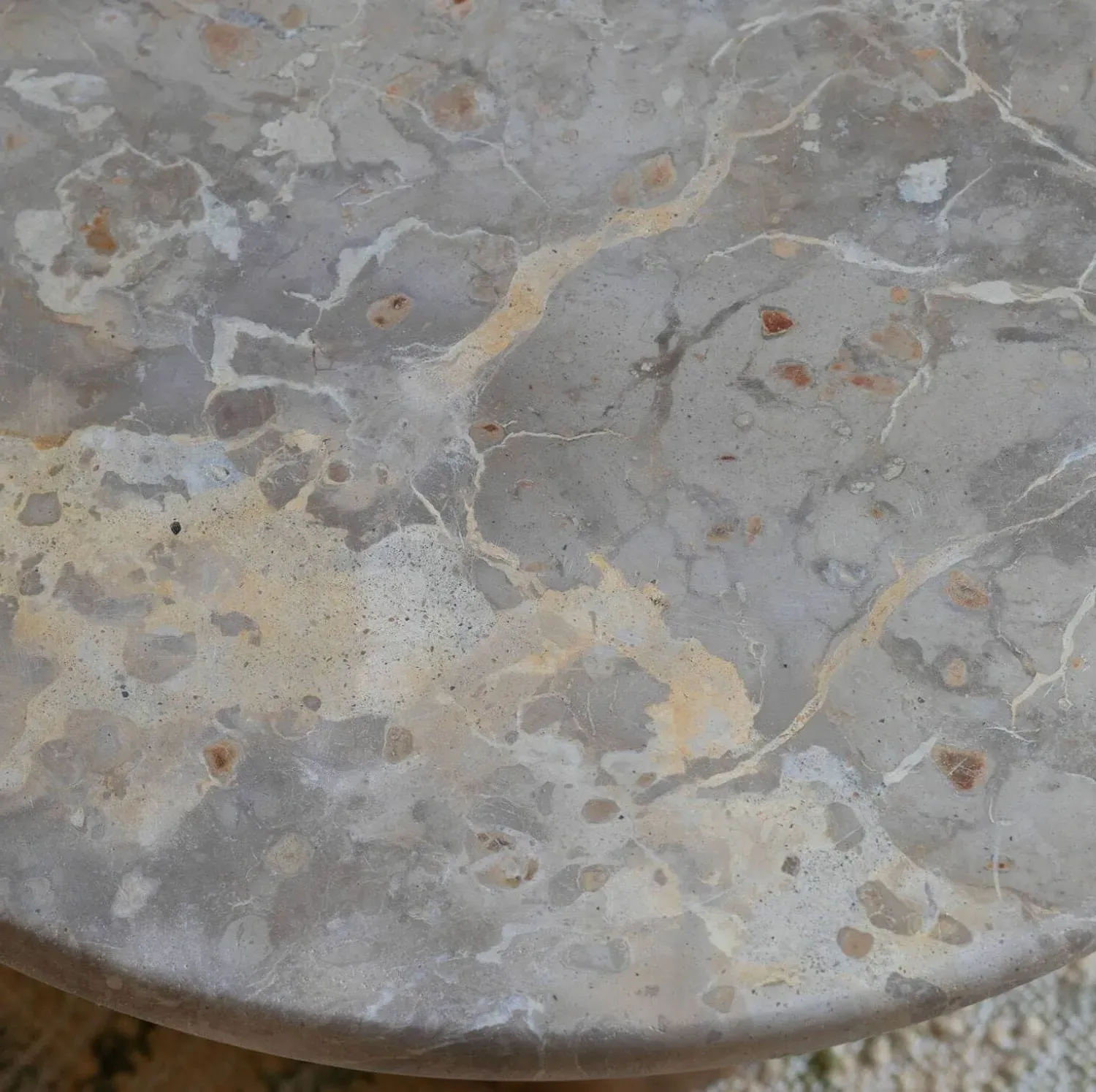 Anderson Round Side Table - White Marble, Mango Wood