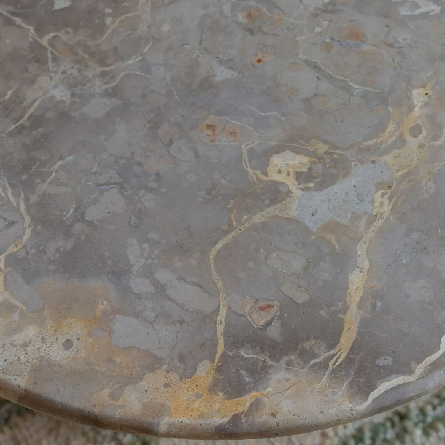 Anderson Round Side Table - White Marble, Mango Wood