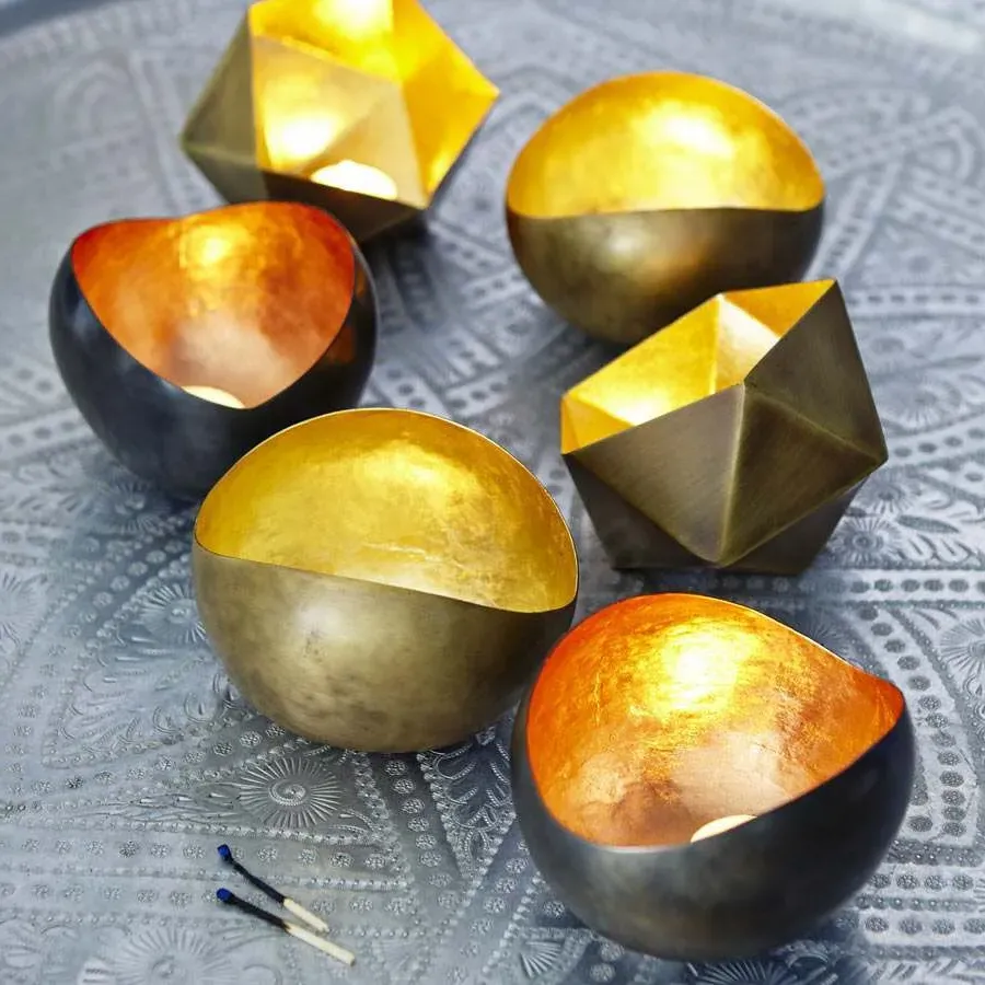 Angular Tea Light Holder - Gold image