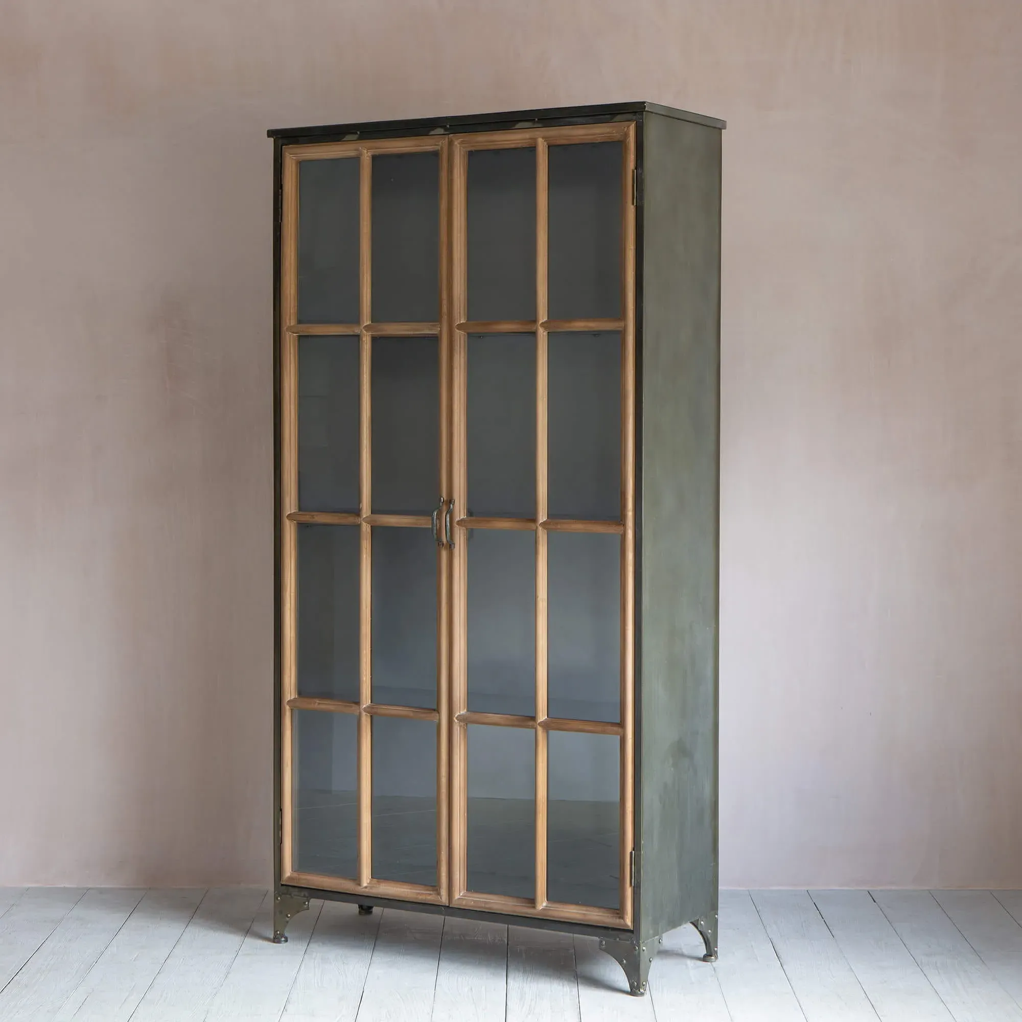 Annecy Glass Display Cabinet - Steel, Poplar Wood