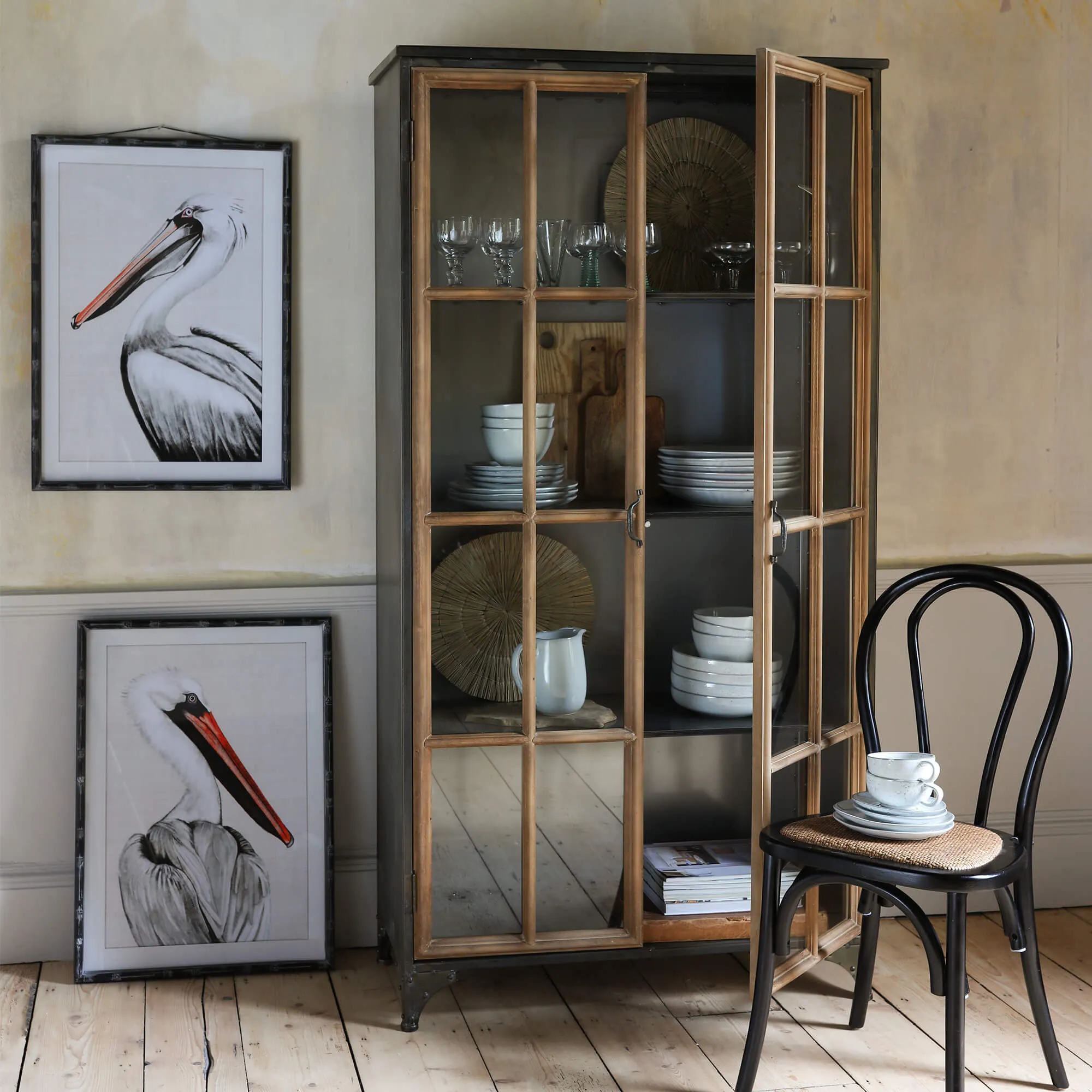 Annecy Glass Display Cabinet - Steel, Poplar Wood image