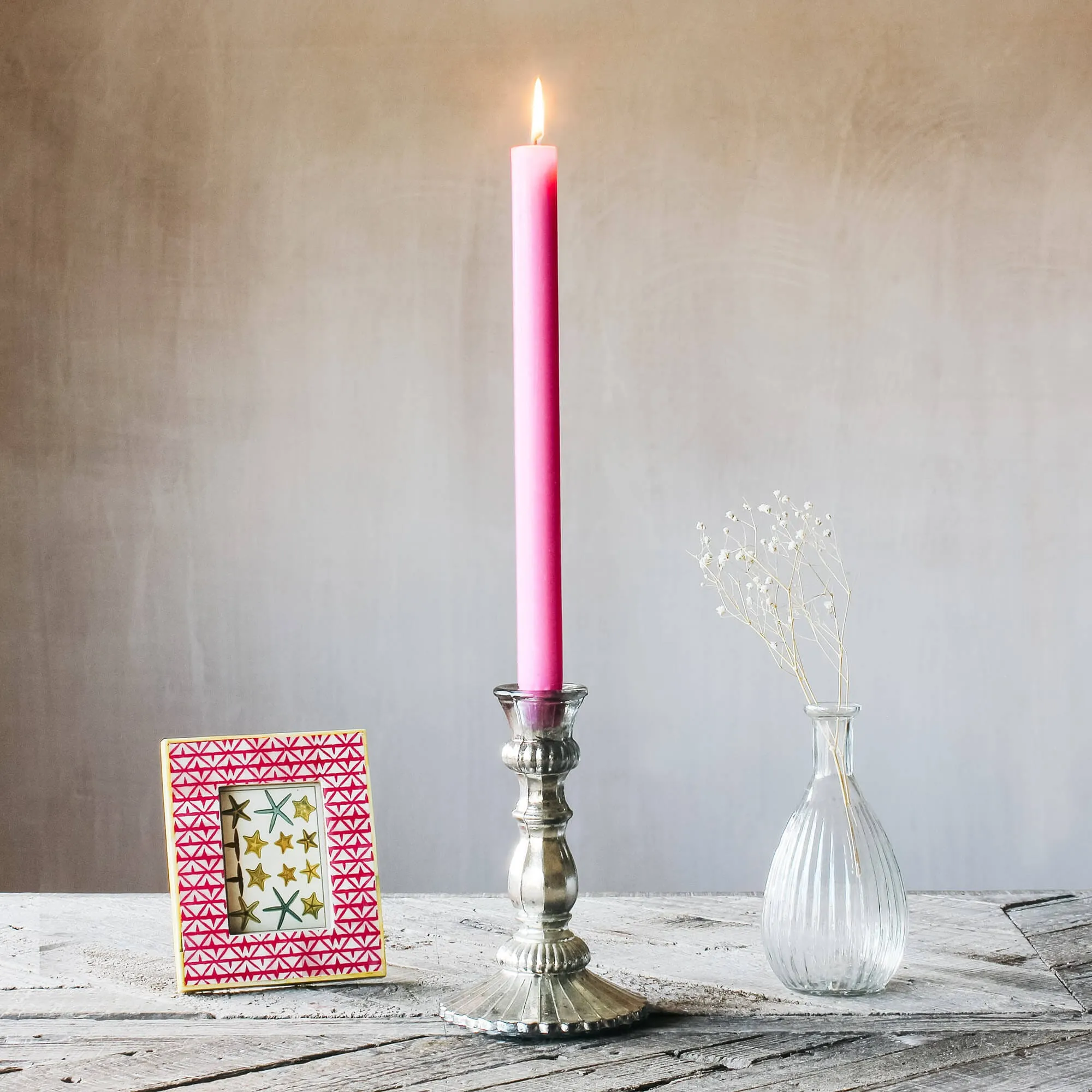 Antique Silver Glass Candle Holder - Silver image