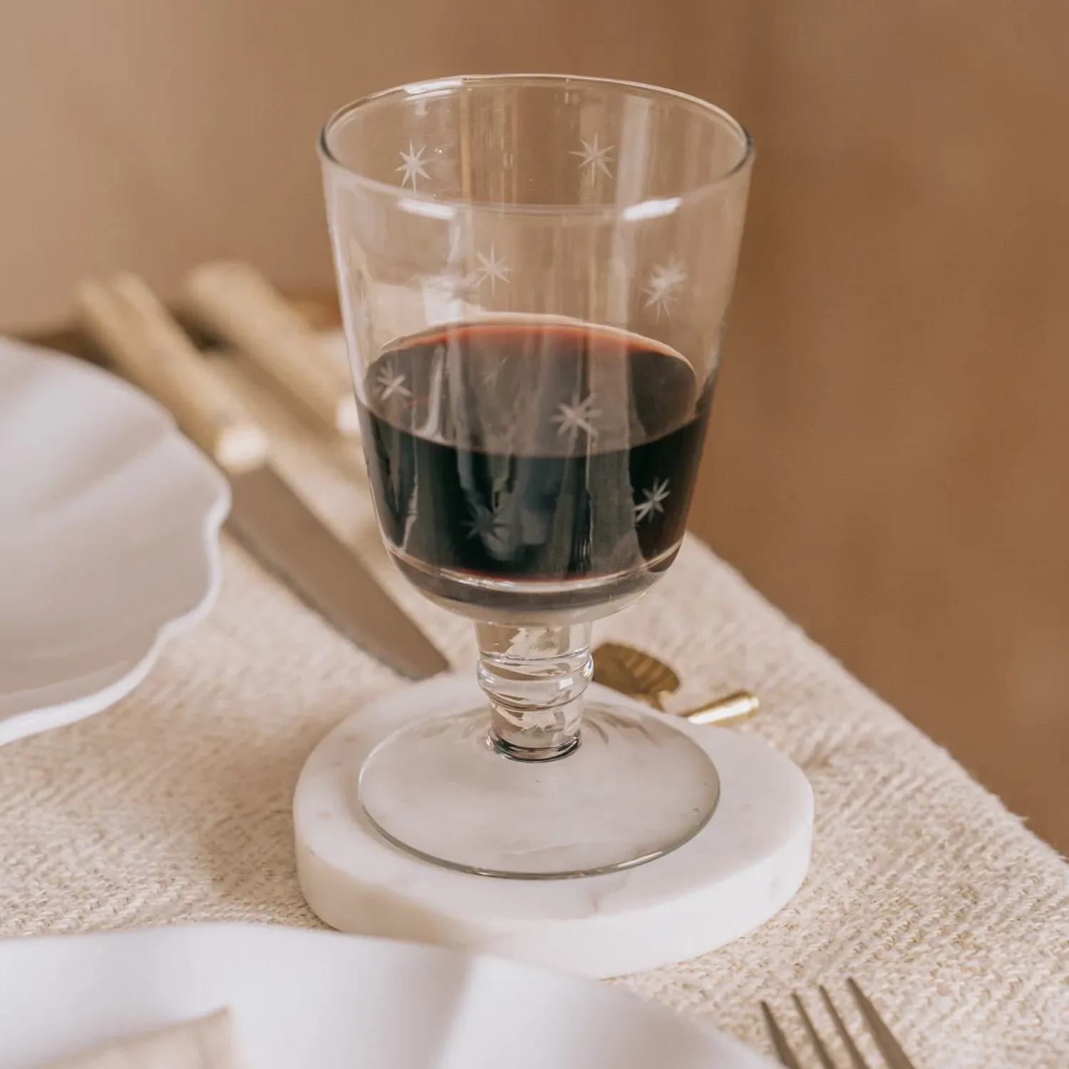 Apple Marble Coaster - White, Marble