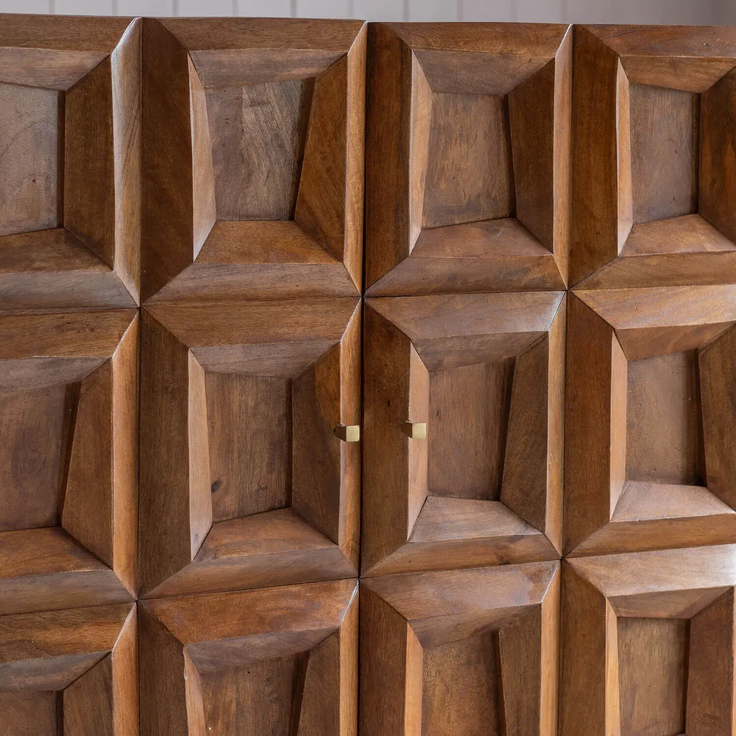 Apsley Tile Four Door Tall Cabinet - Mango Wood