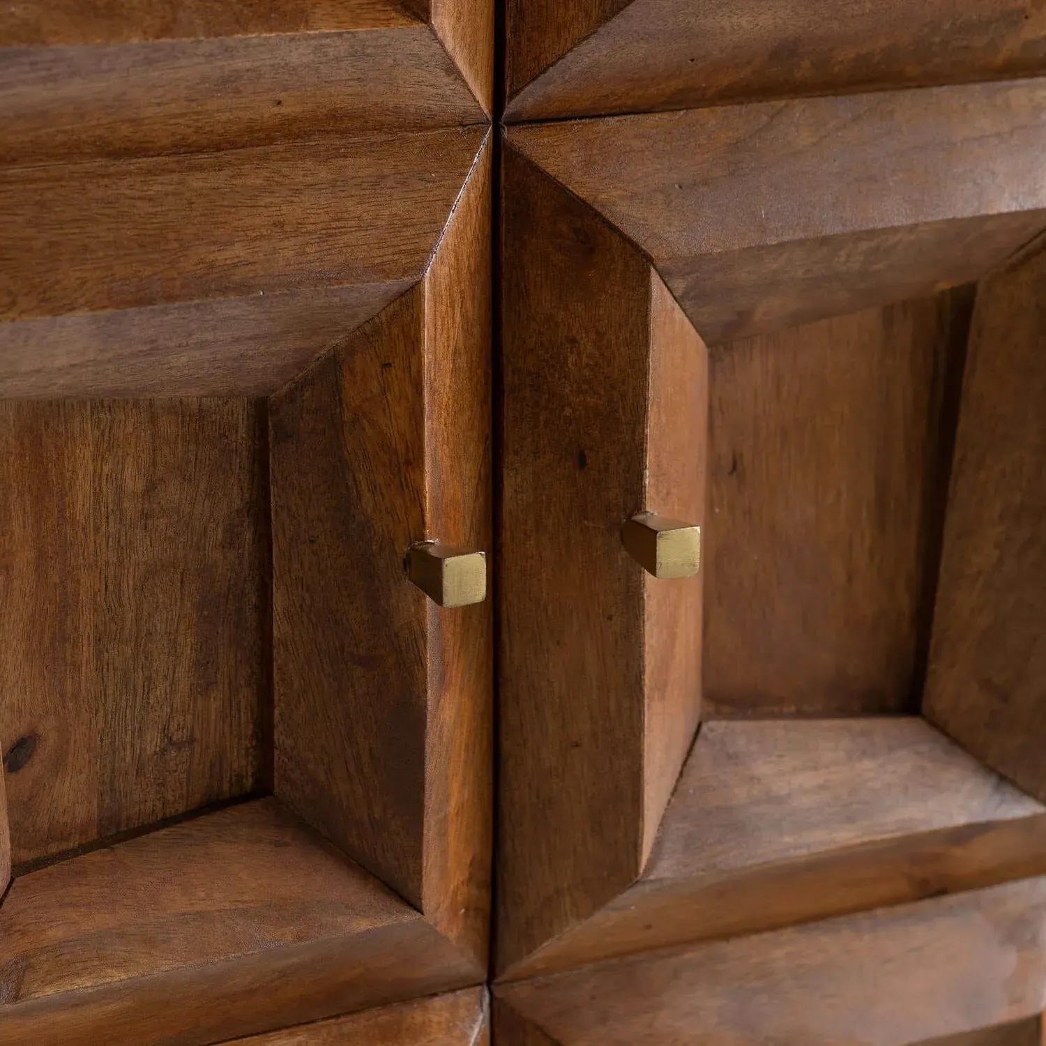 Apsley Tile Four Door Tall Cabinet - Mango Wood