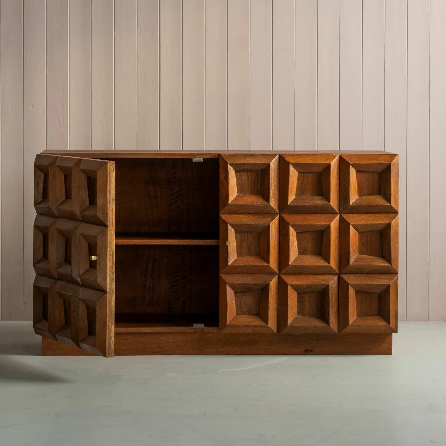 Apsley Tile Two Door Sideboard - Dark Golden, Mango Wood