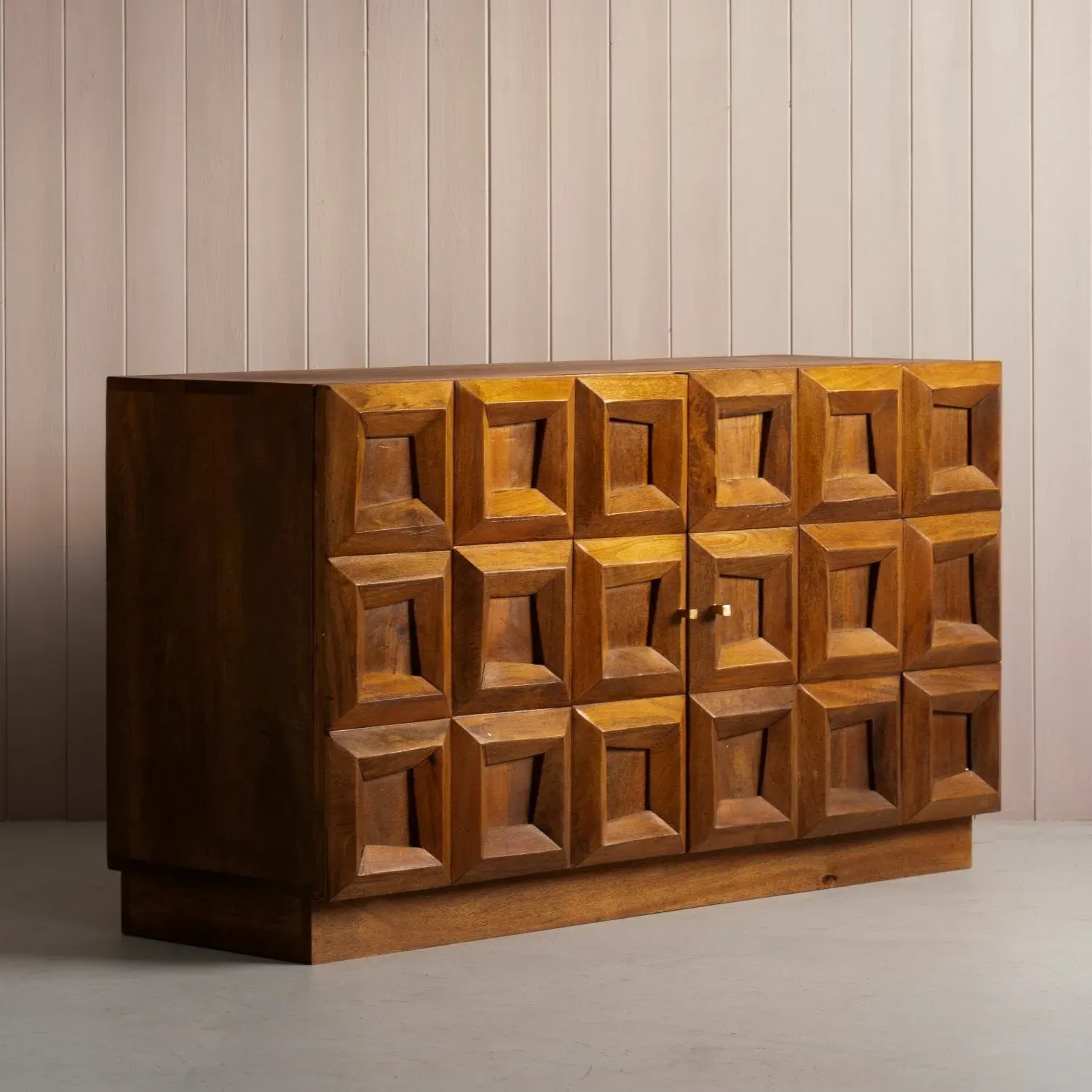 Apsley Tile Two Door Sideboard - Dark Golden, Mango Wood