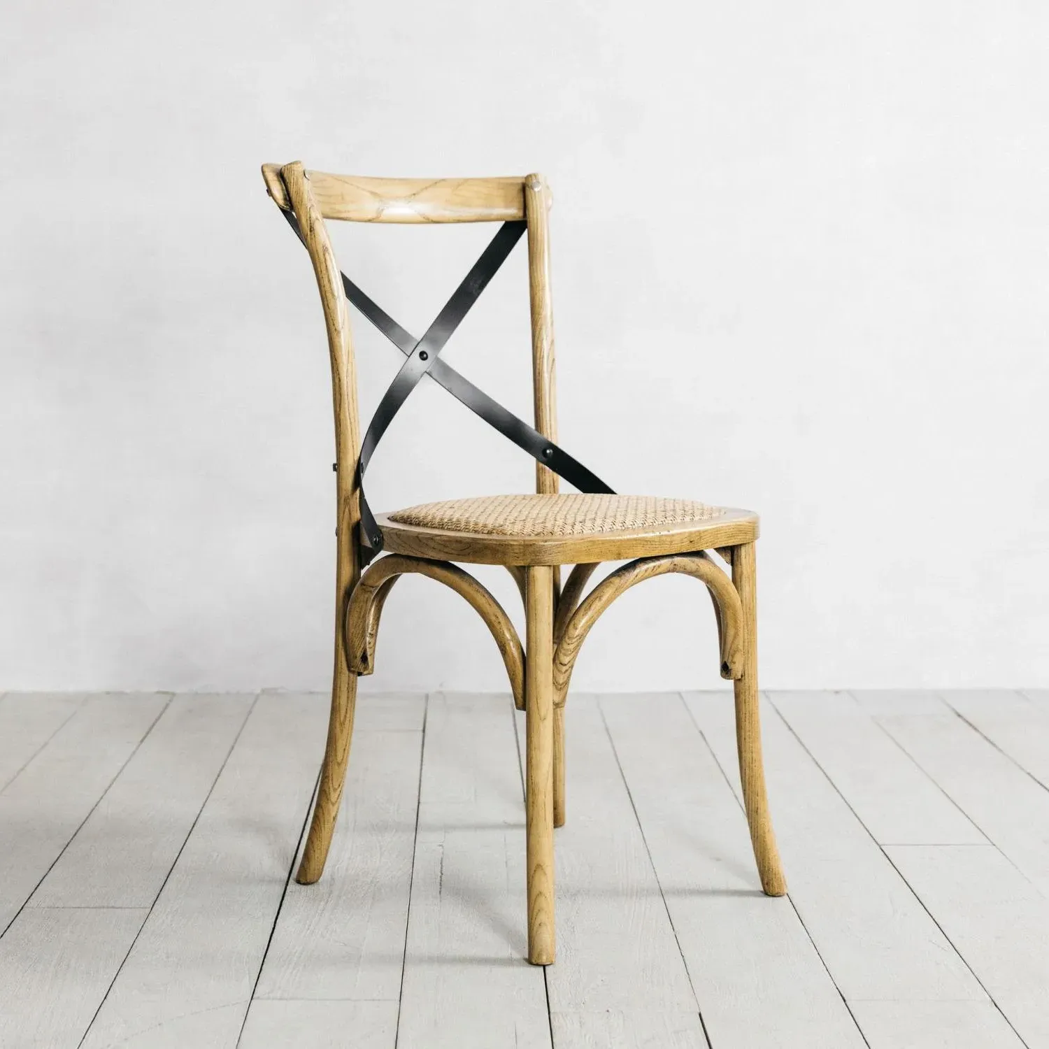Ash Bistro Dining Chair with Cross Back - Black, Ash Wood