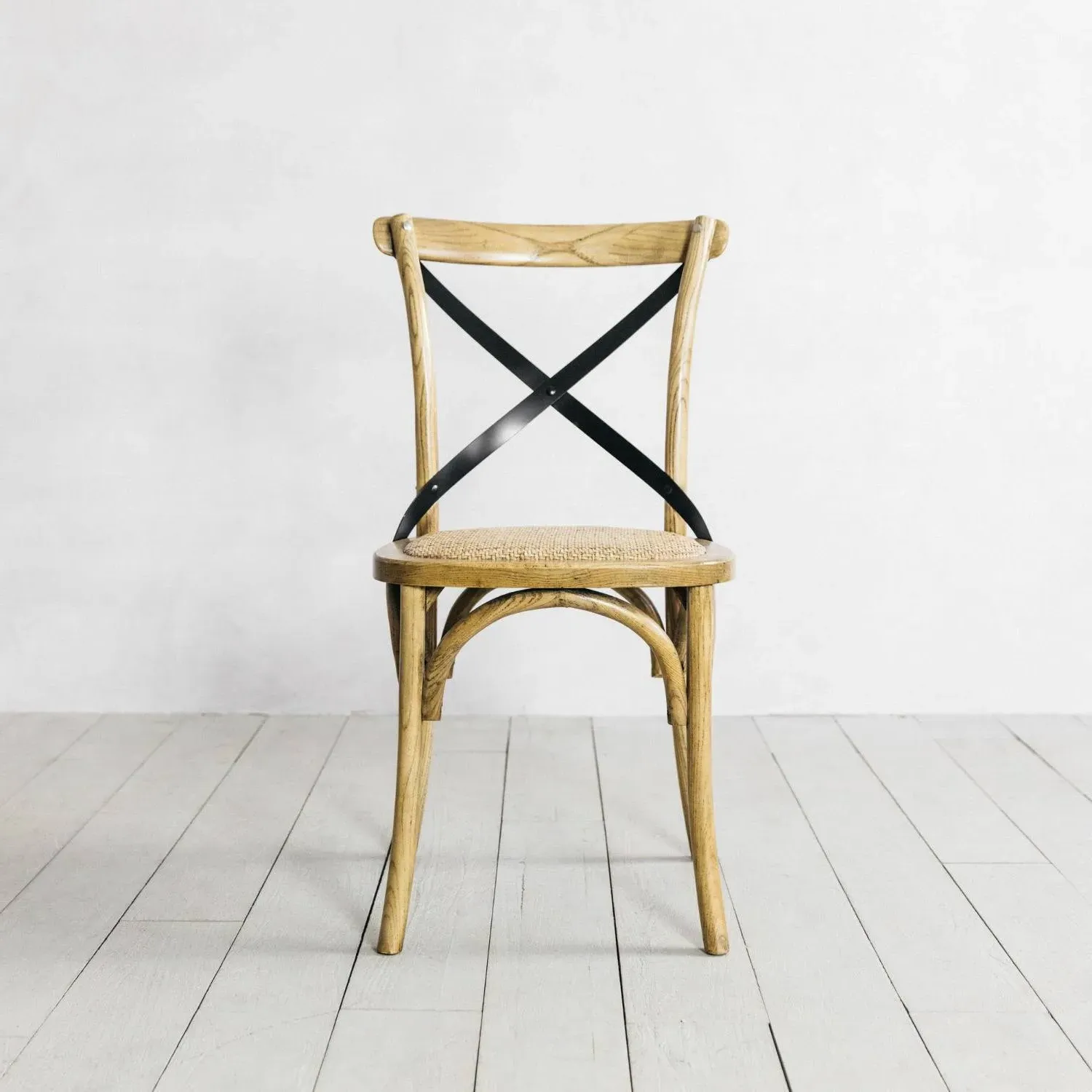 Ash Bistro Dining Chair with Cross Back - Black, Ash Wood