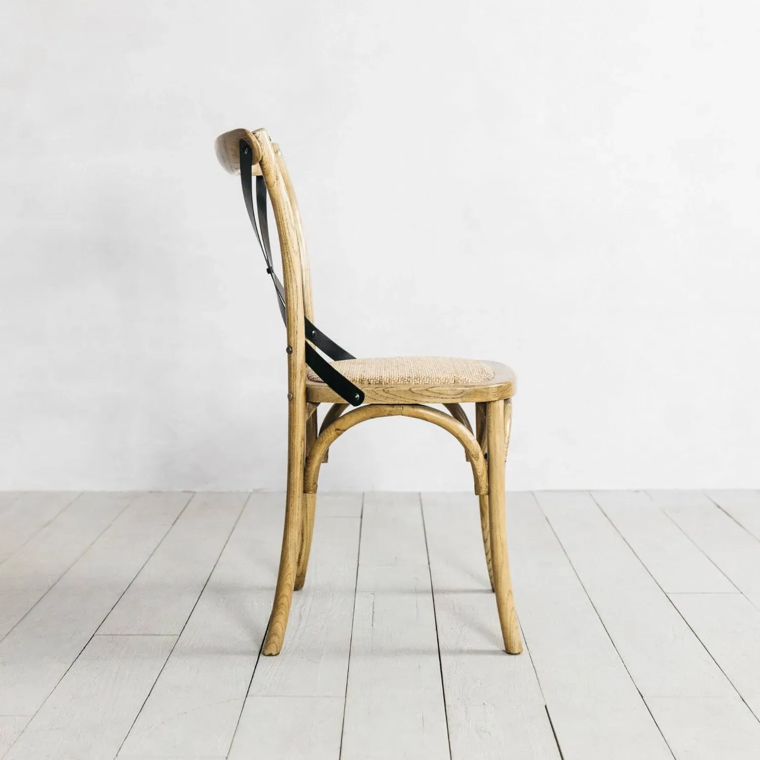 Ash Bistro Dining Chair with Cross Back - Black, Ash Wood