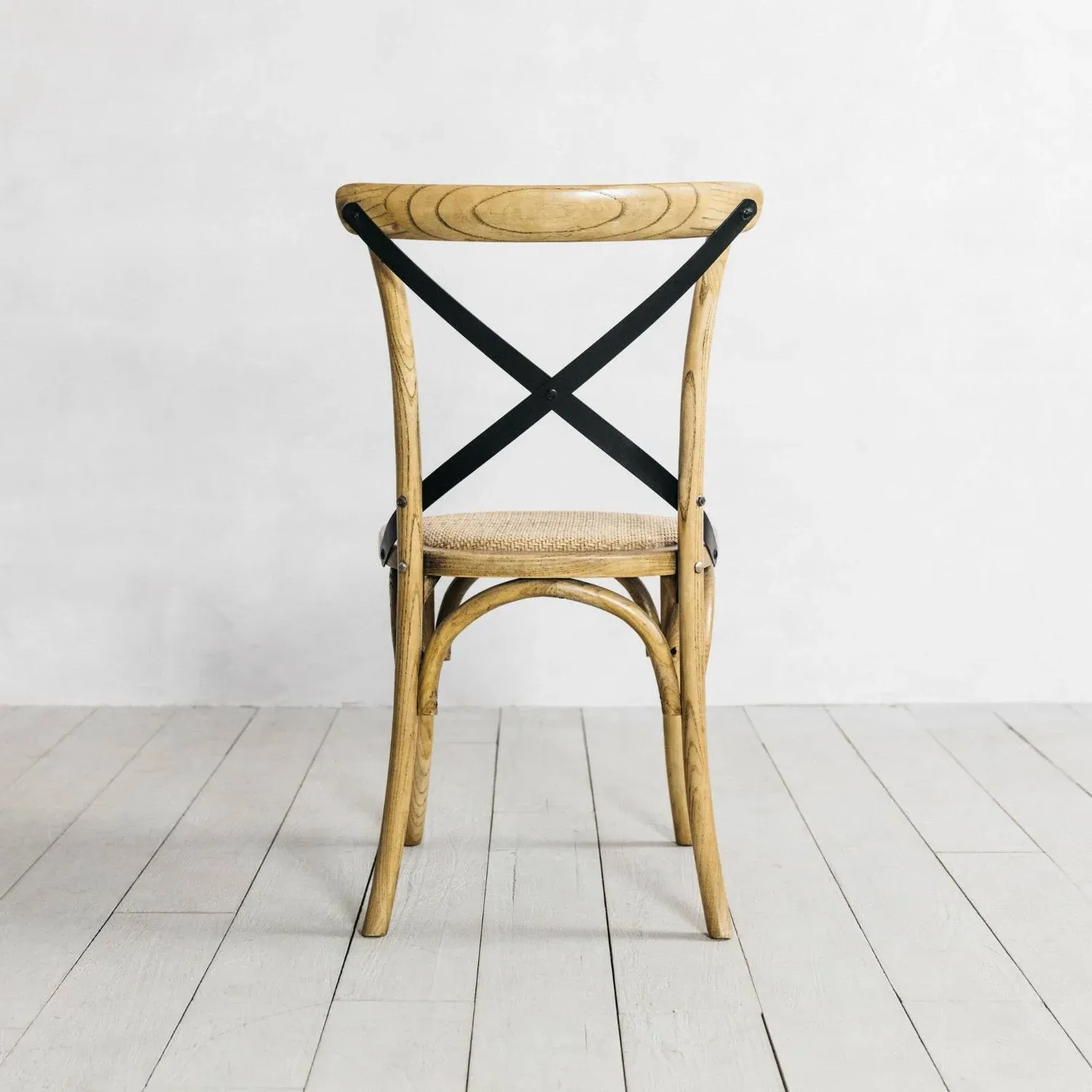 Ash Bistro Dining Chair with Cross Back - Black, Ash Wood