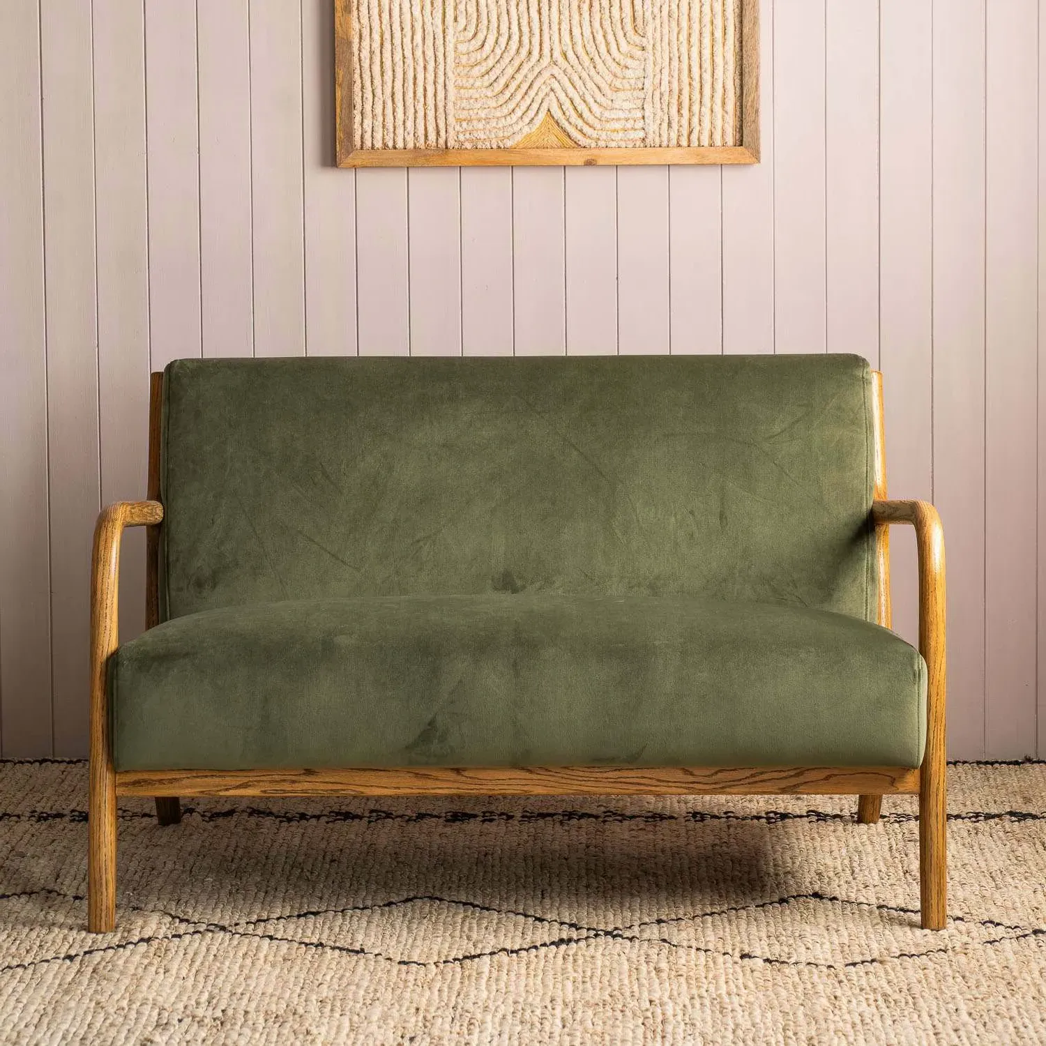 Ashton 2-Seater Sofa - Moss Green, Velvet