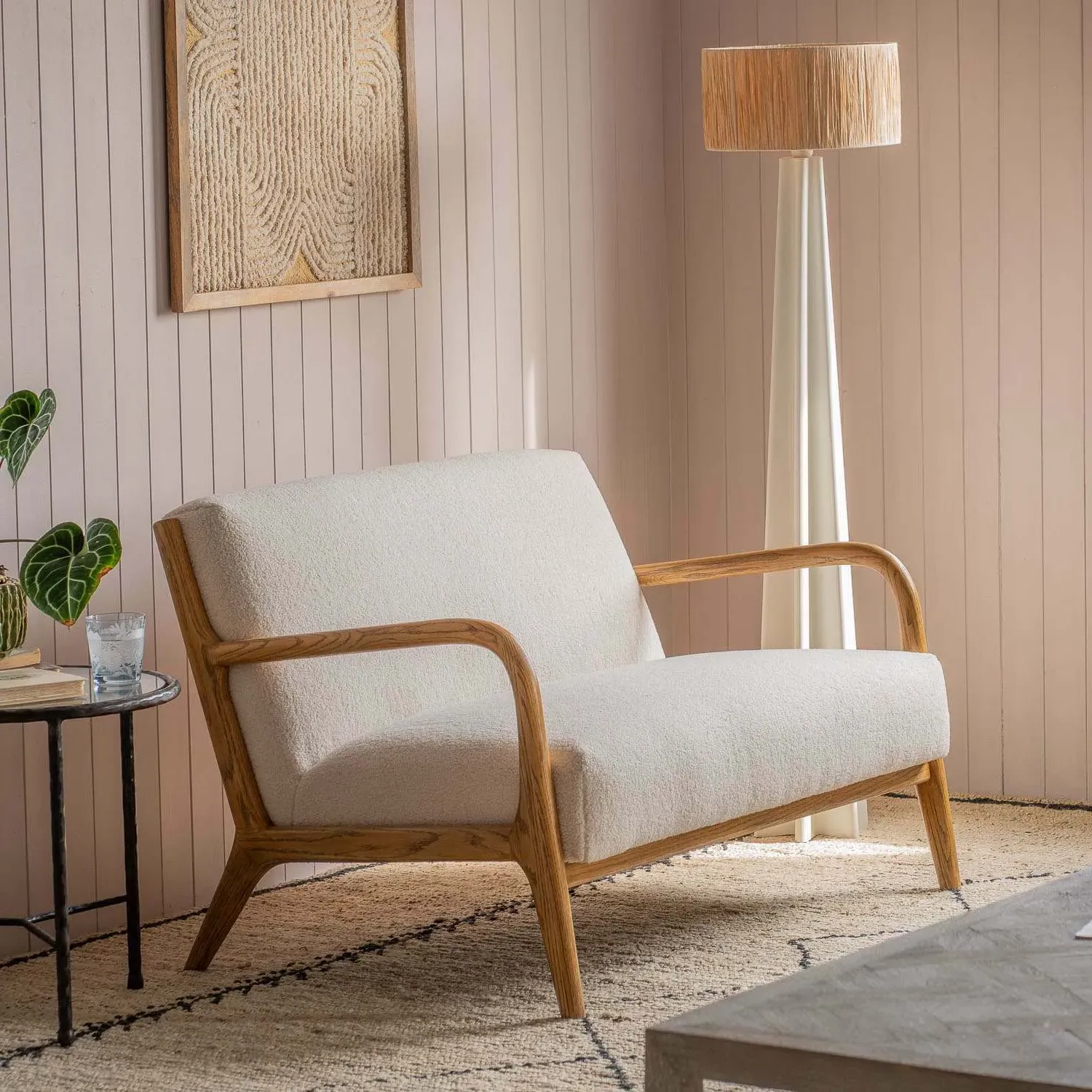 Ashton 2-Seater Sofa - White, Bouclé