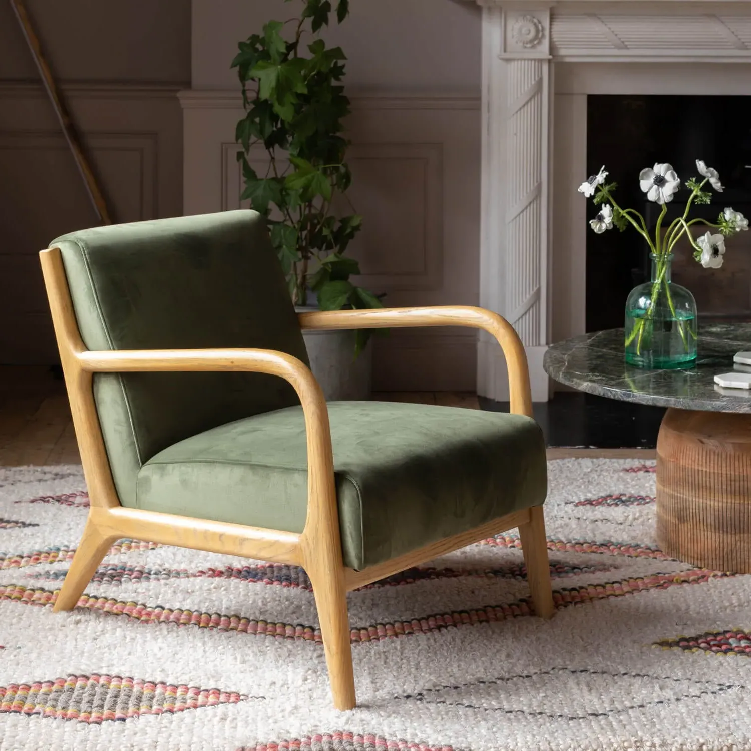 Ashton Armchair - Moss Green, Velvet image