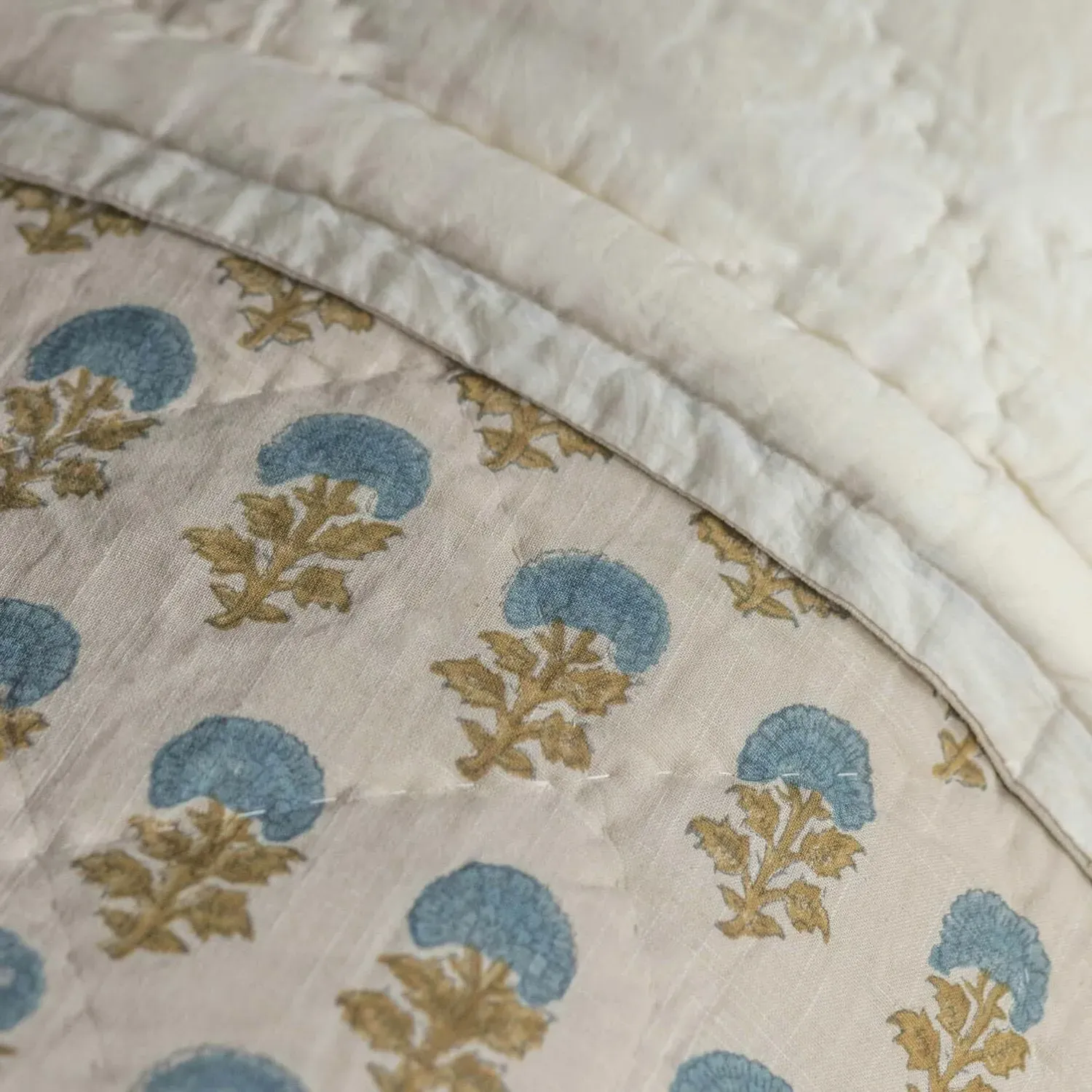 Asta King Size Floral Block Printed Quilt - Cotton