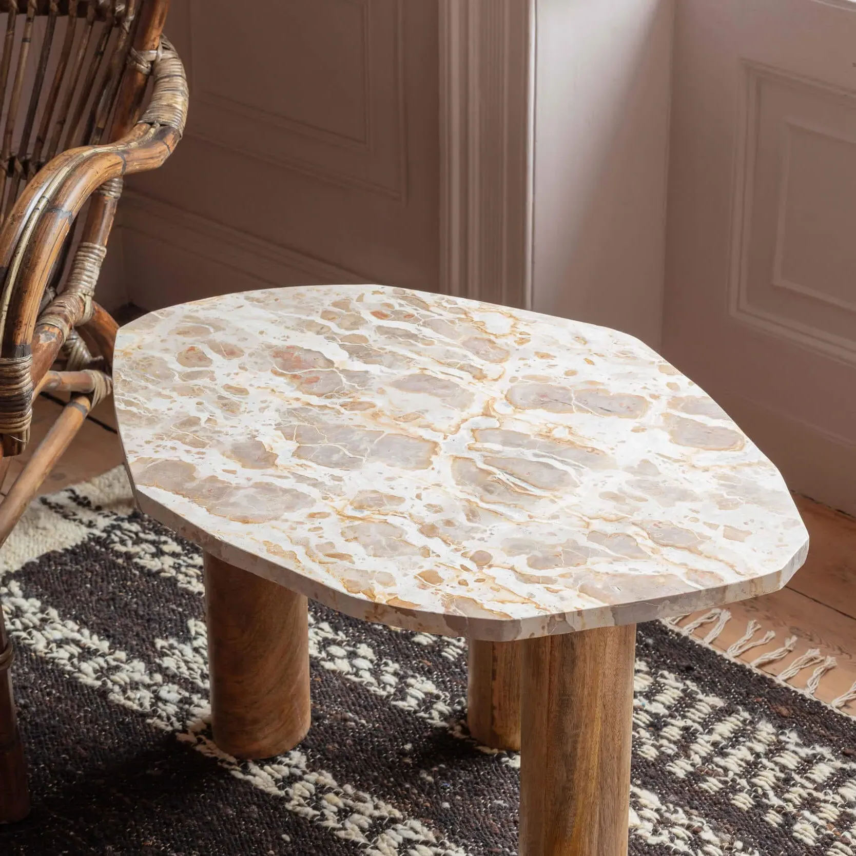 Atticus Side Table - Brown, Marble