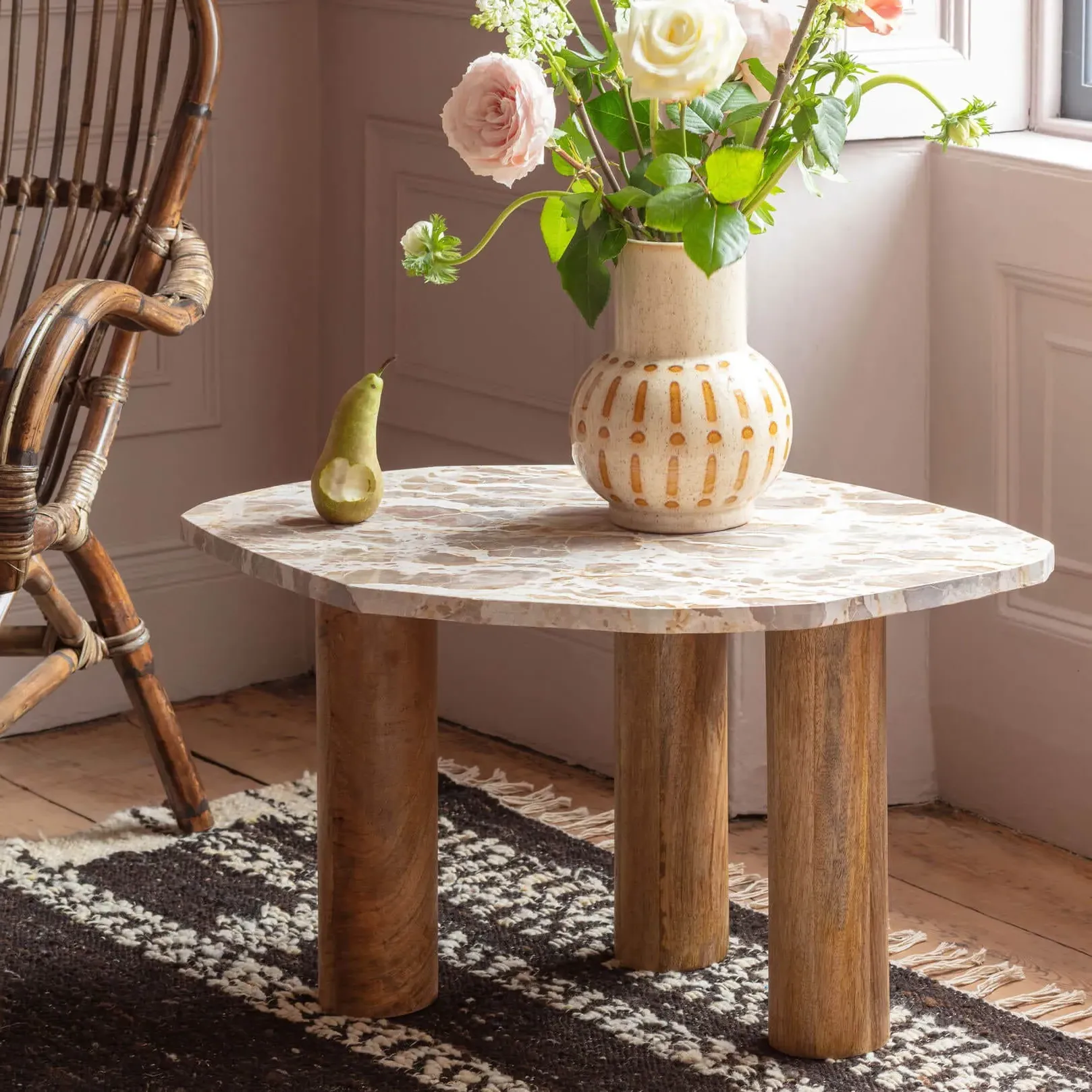 Atticus Side Table - Brown, Marble