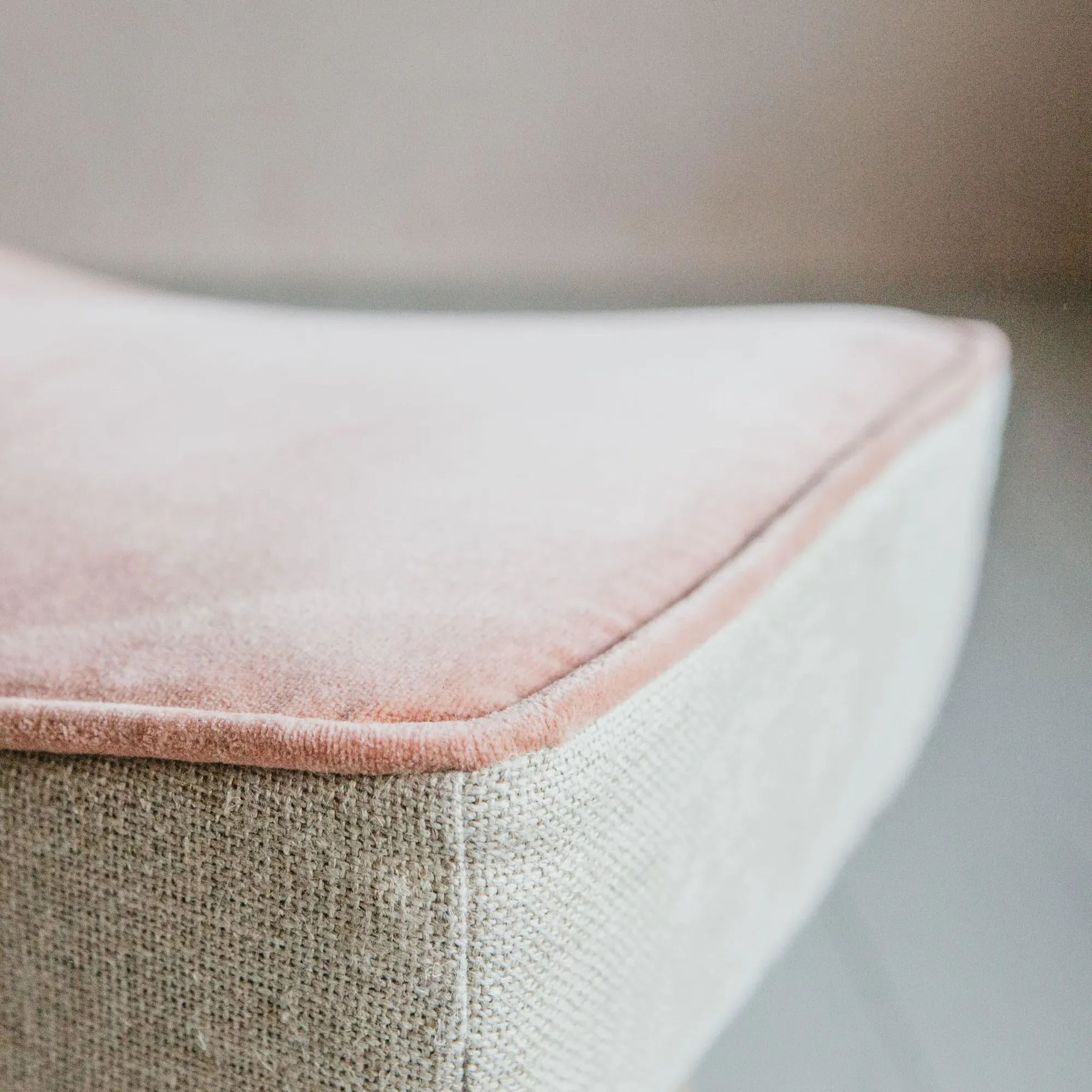 Audrey Curved Velvet Stool - Rose, Mango Wood