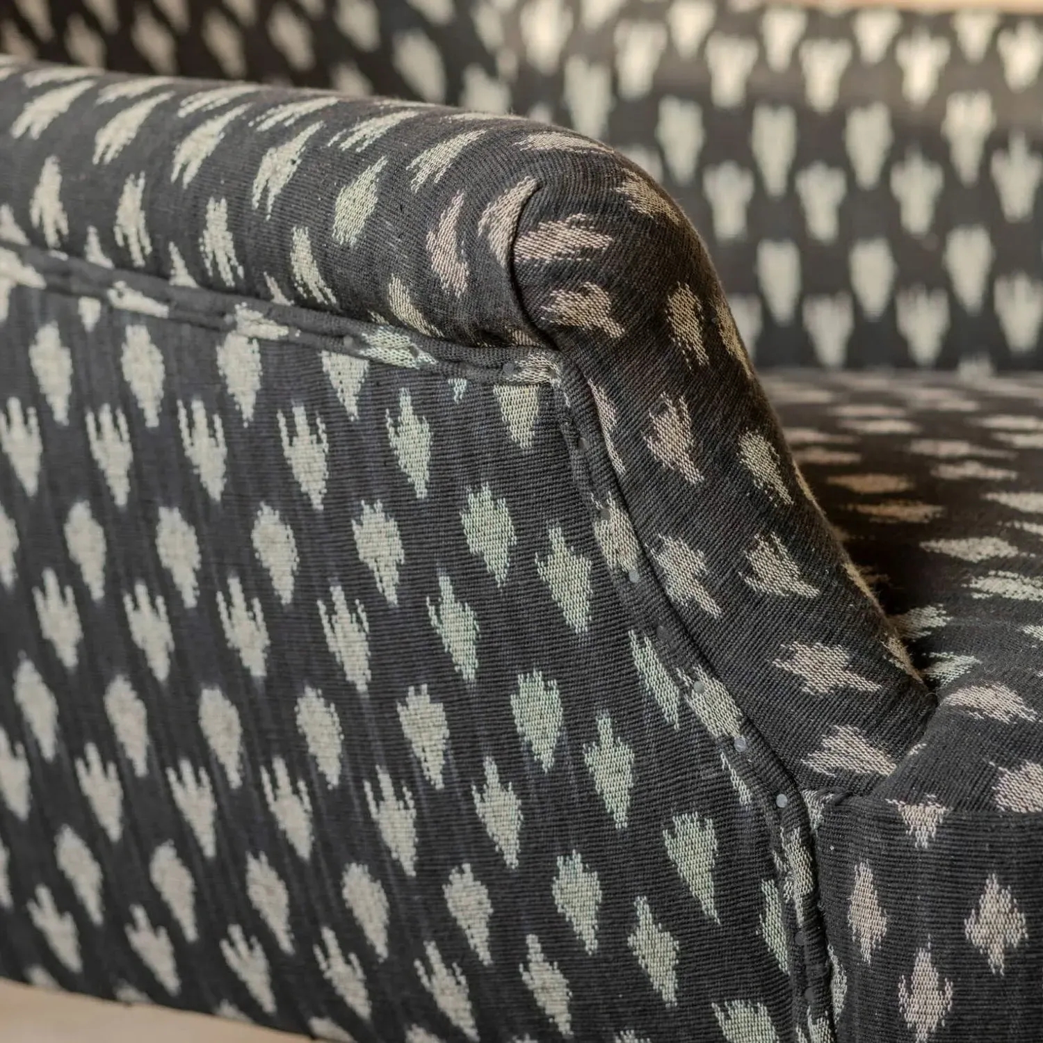 Avree Armchair with Castors - Black, Cotton Ikat