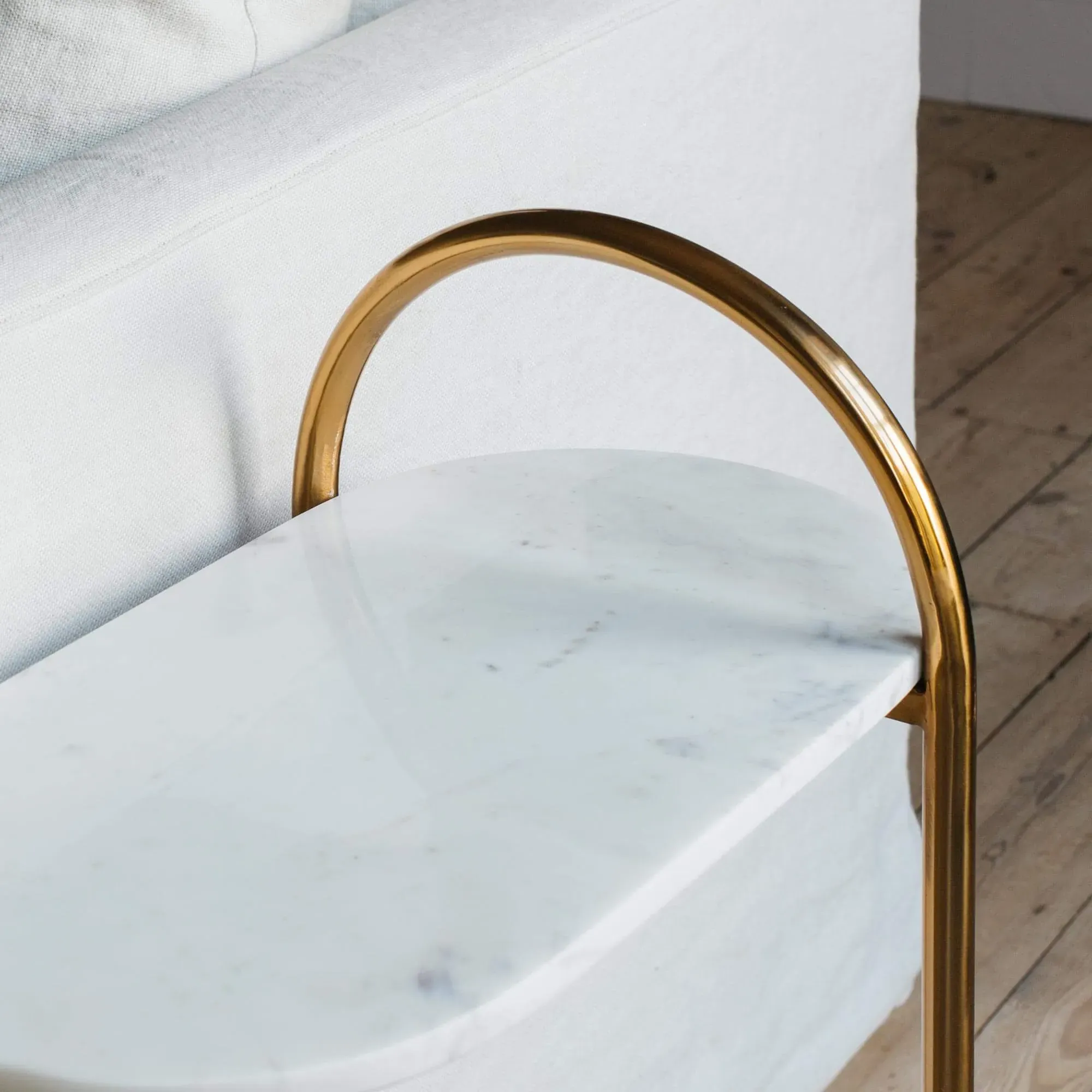 Axton Side Table - White, Marble