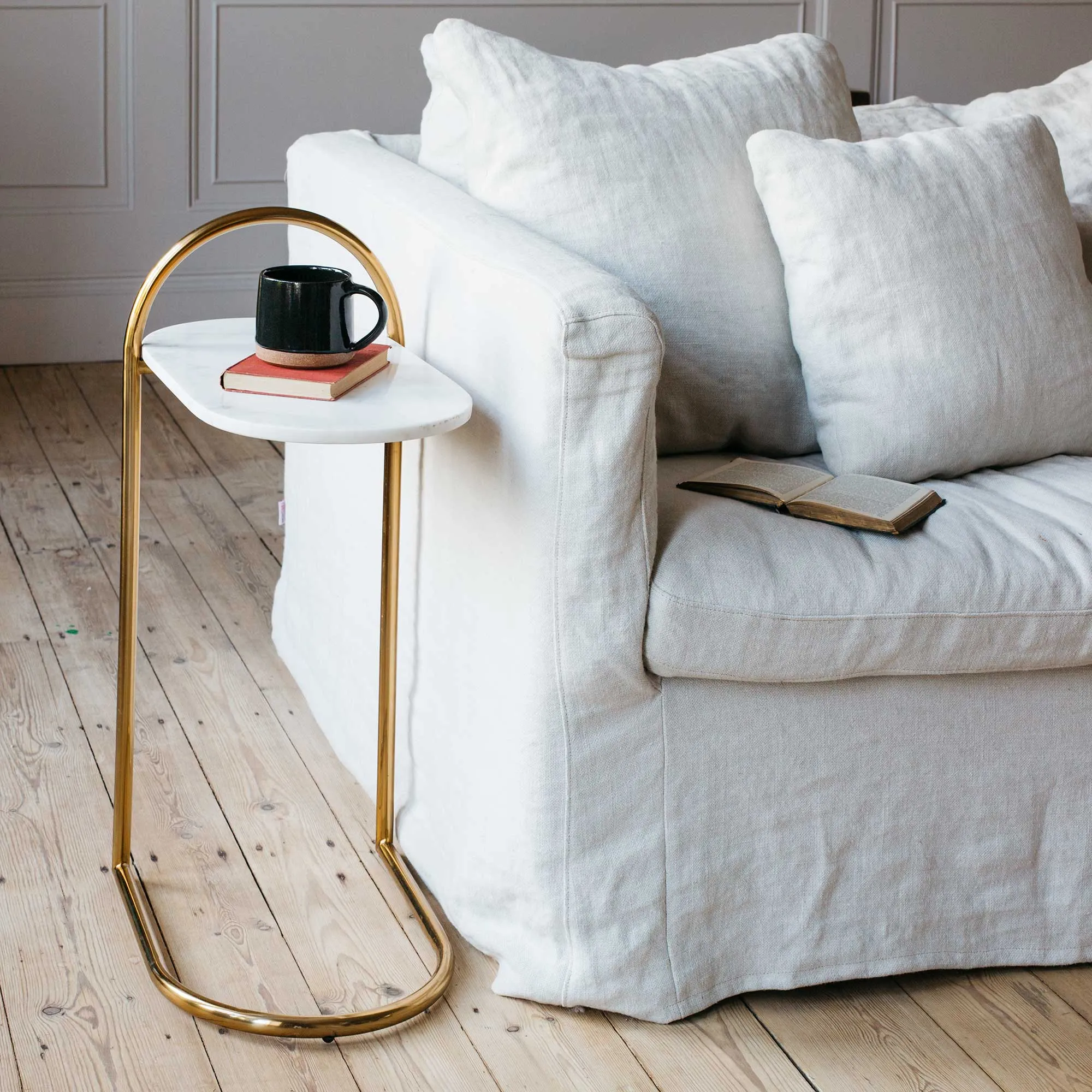 Axton Side Table - White, Marble image