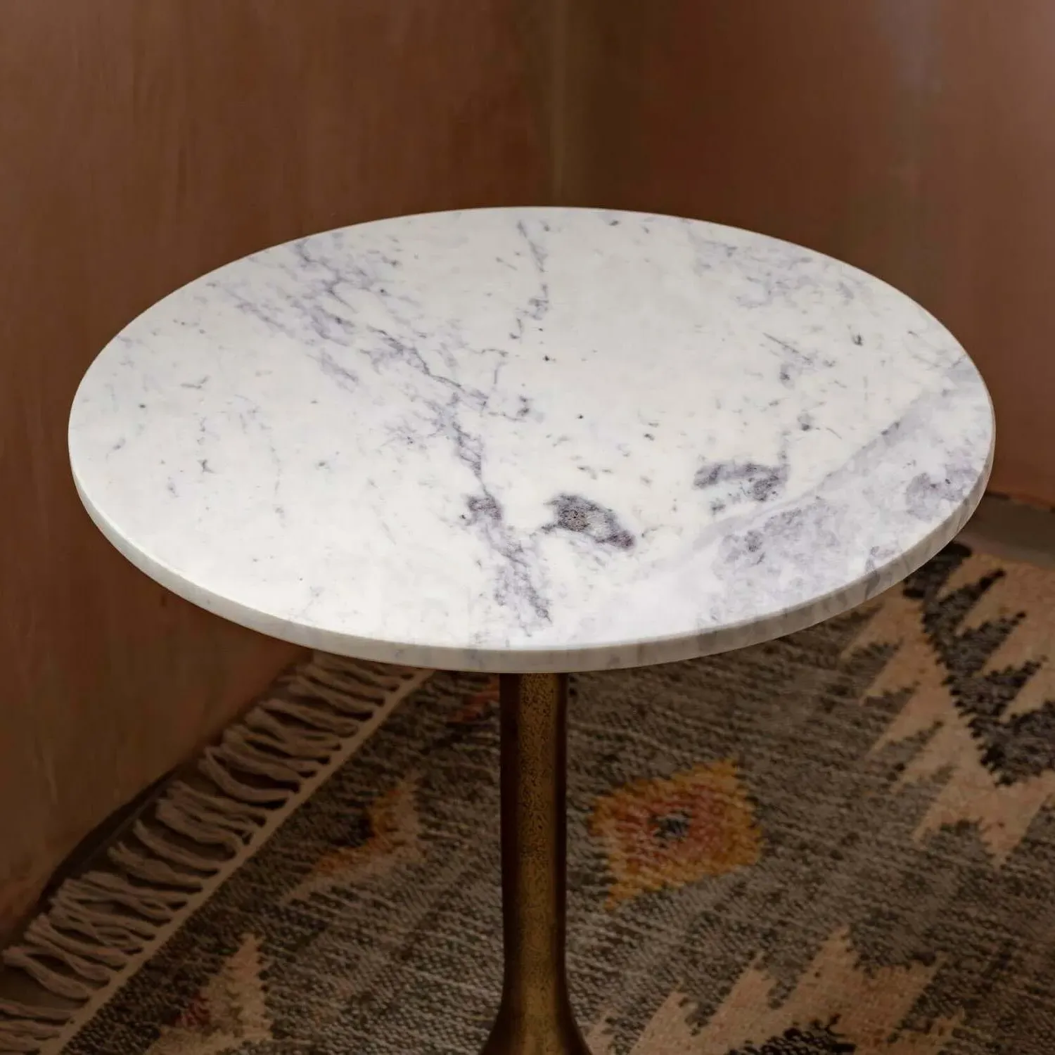Ayla Round Side Table - Bronze, Marble