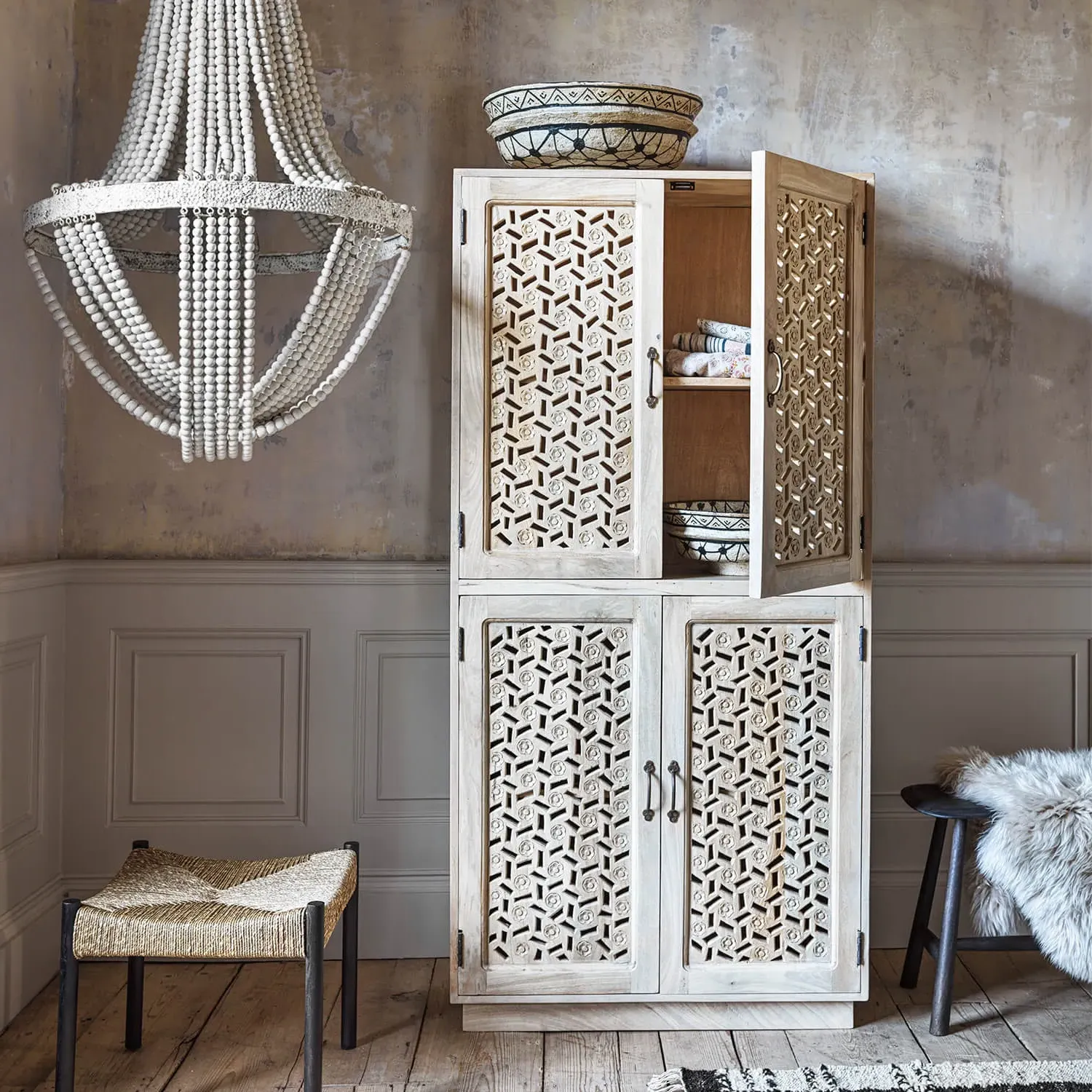 Azalea Four Door Cupboard - Mango Wood