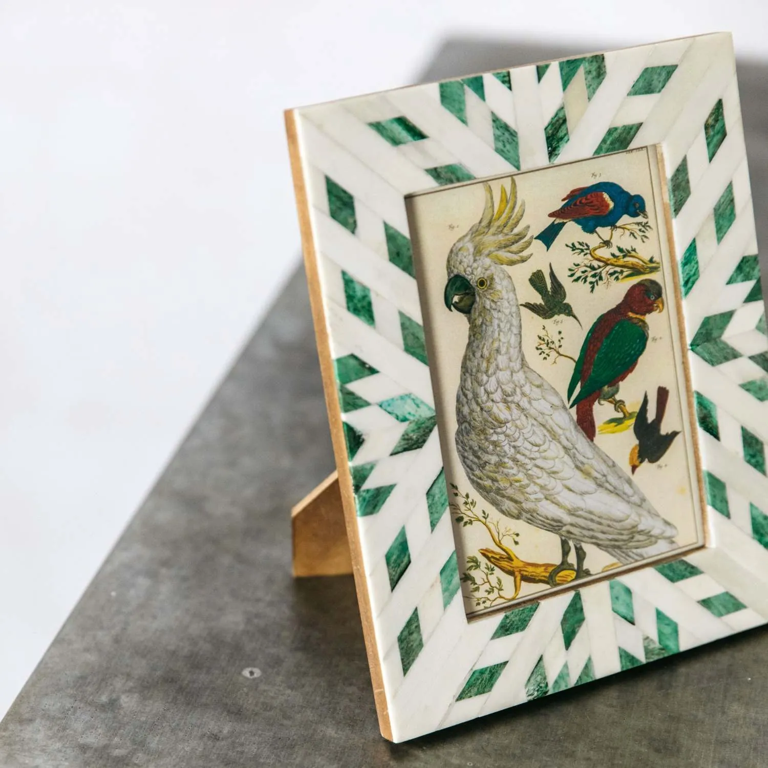 Aztec Bone Photo Frame - Green, White