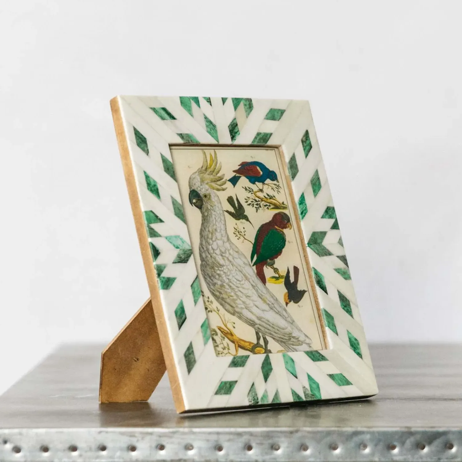 Aztec Bone Photo Frame - Green, White