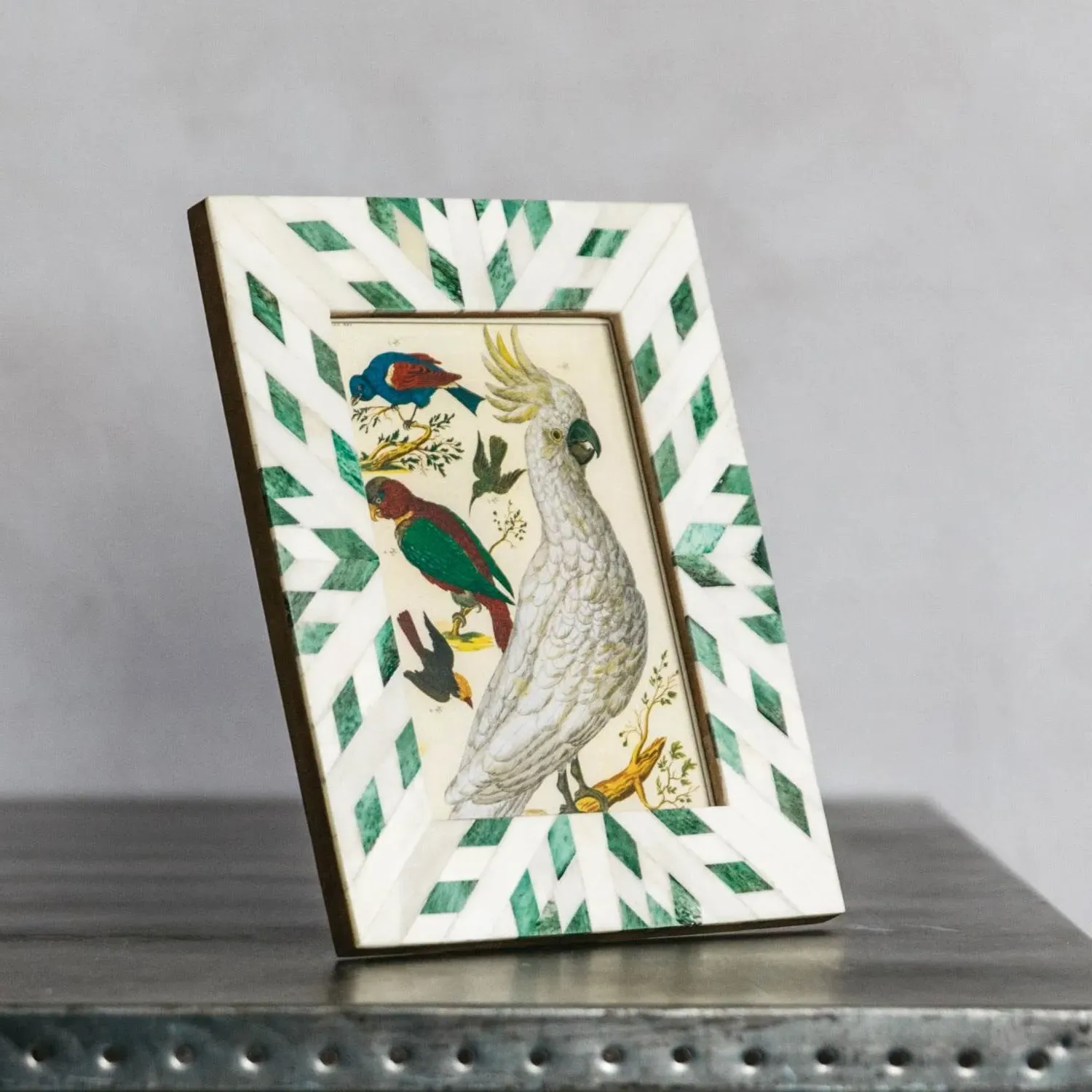 Aztec Bone Photo Frame - Green, White image