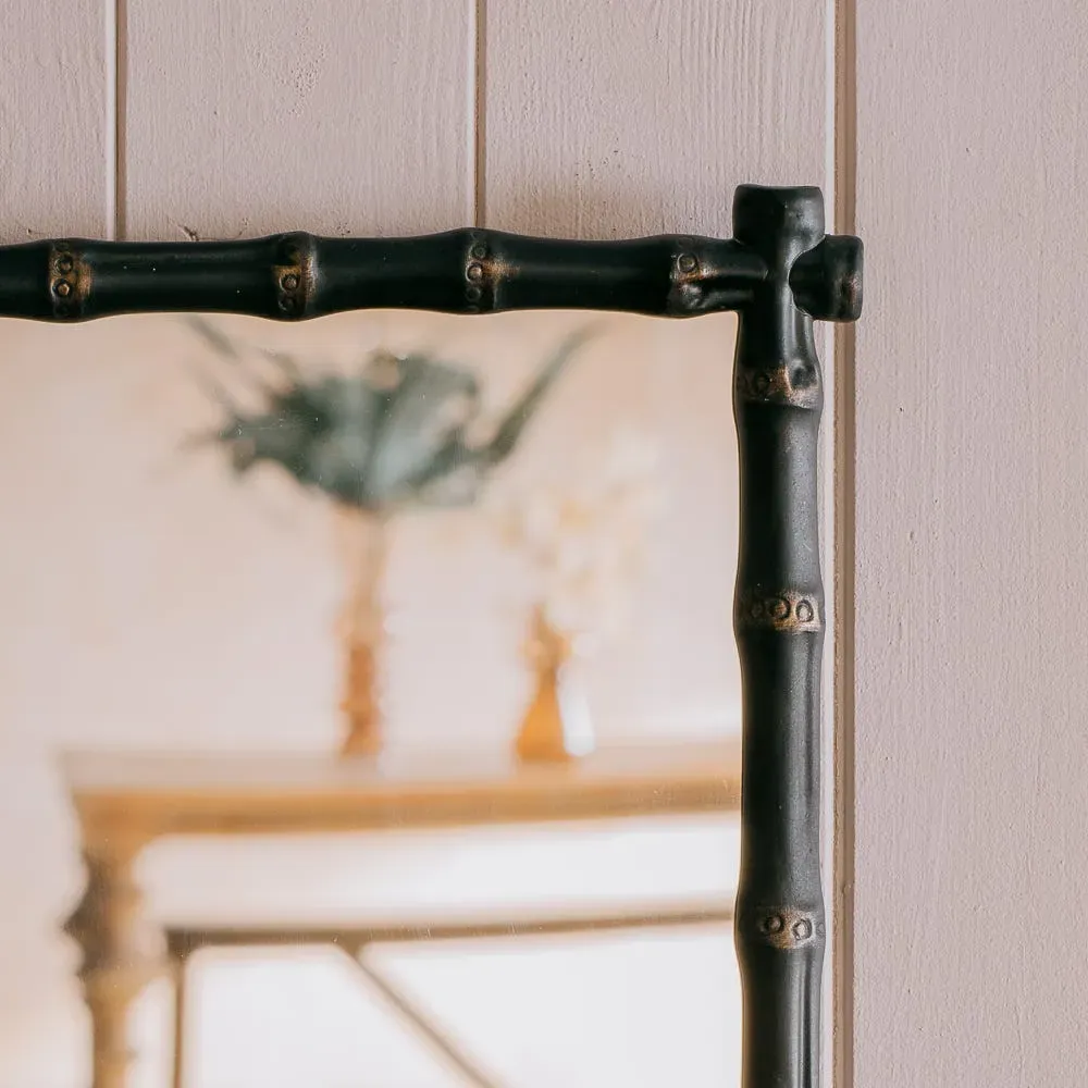 Bamboo Wall Mirror - Black, Resin